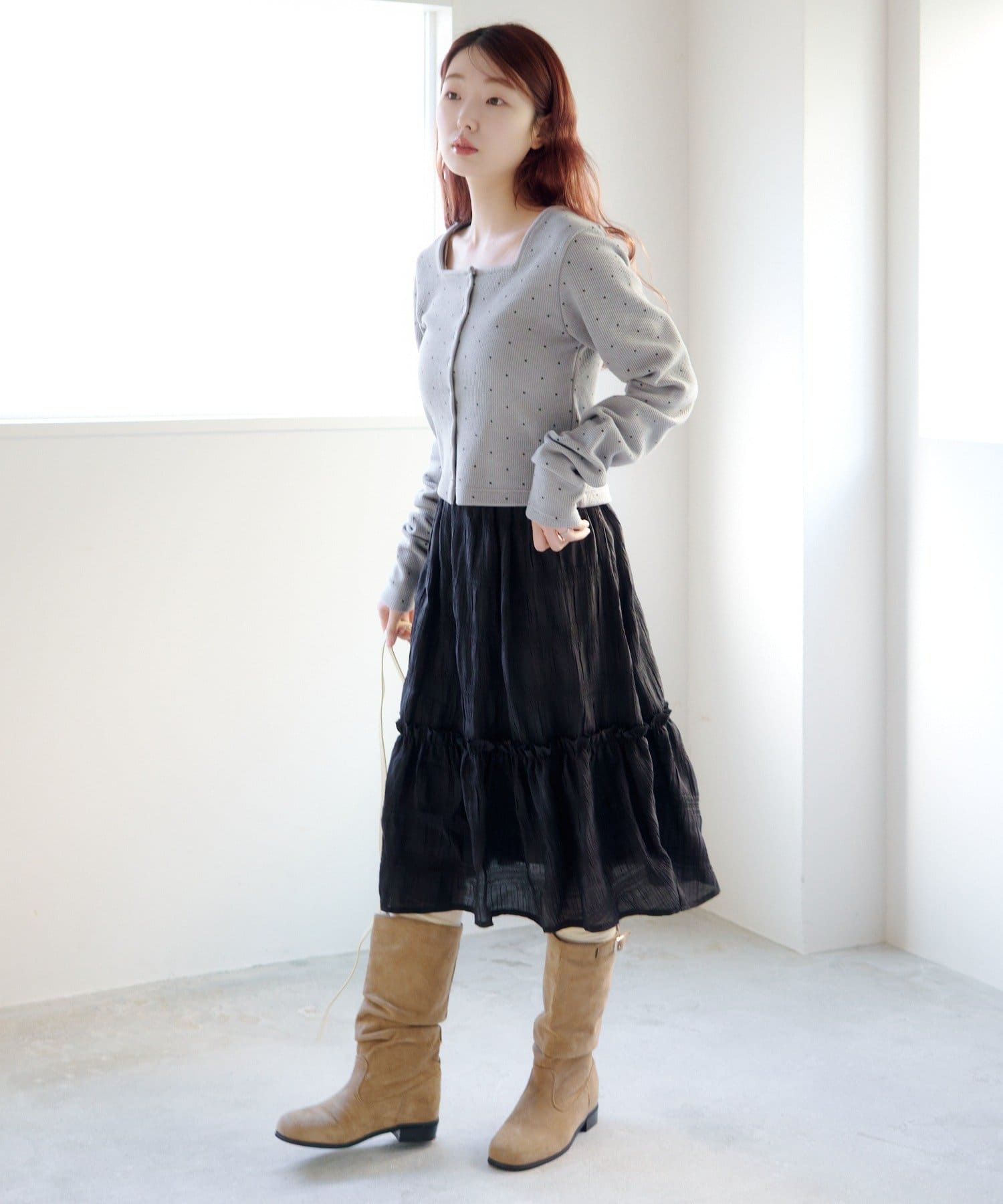 Kastane(カスタネ) シアーフリルミドルスカート