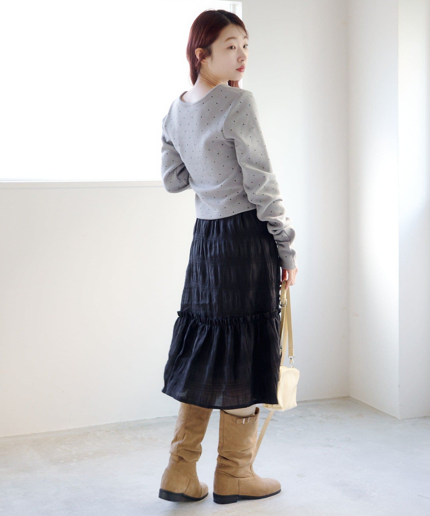 Kastane(カスタネ) シアーフリルミドルスカート