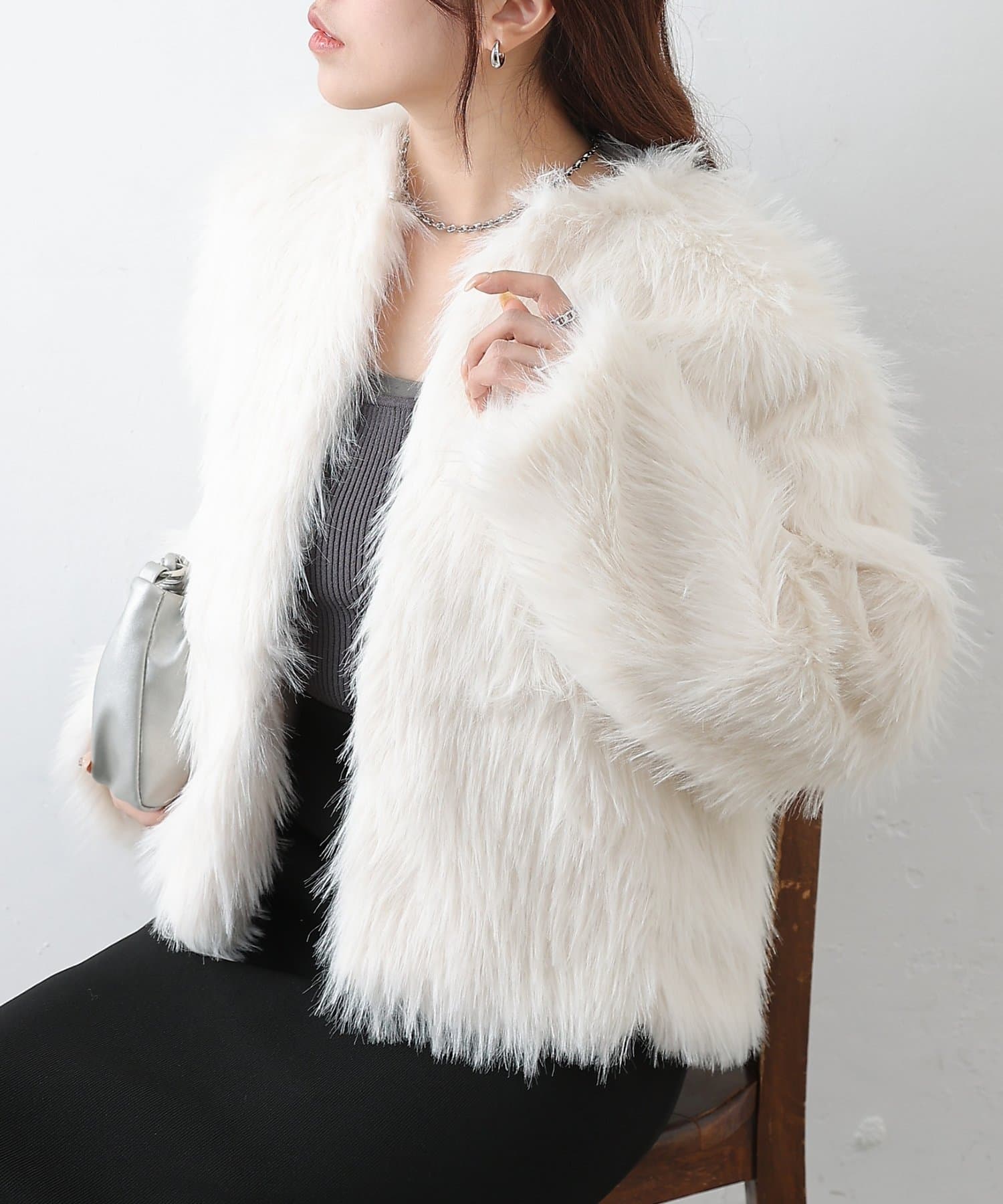 COLONY 2139(コロニー トゥーワンスリーナイン) ロングファーノーカラーショートコート