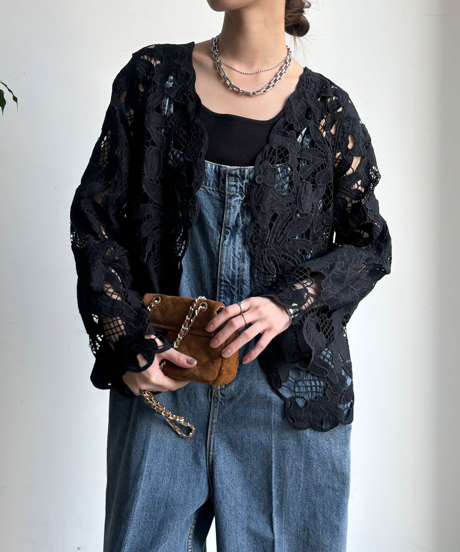 DOUDOU(ドゥドゥ) コットンレースカーディガン