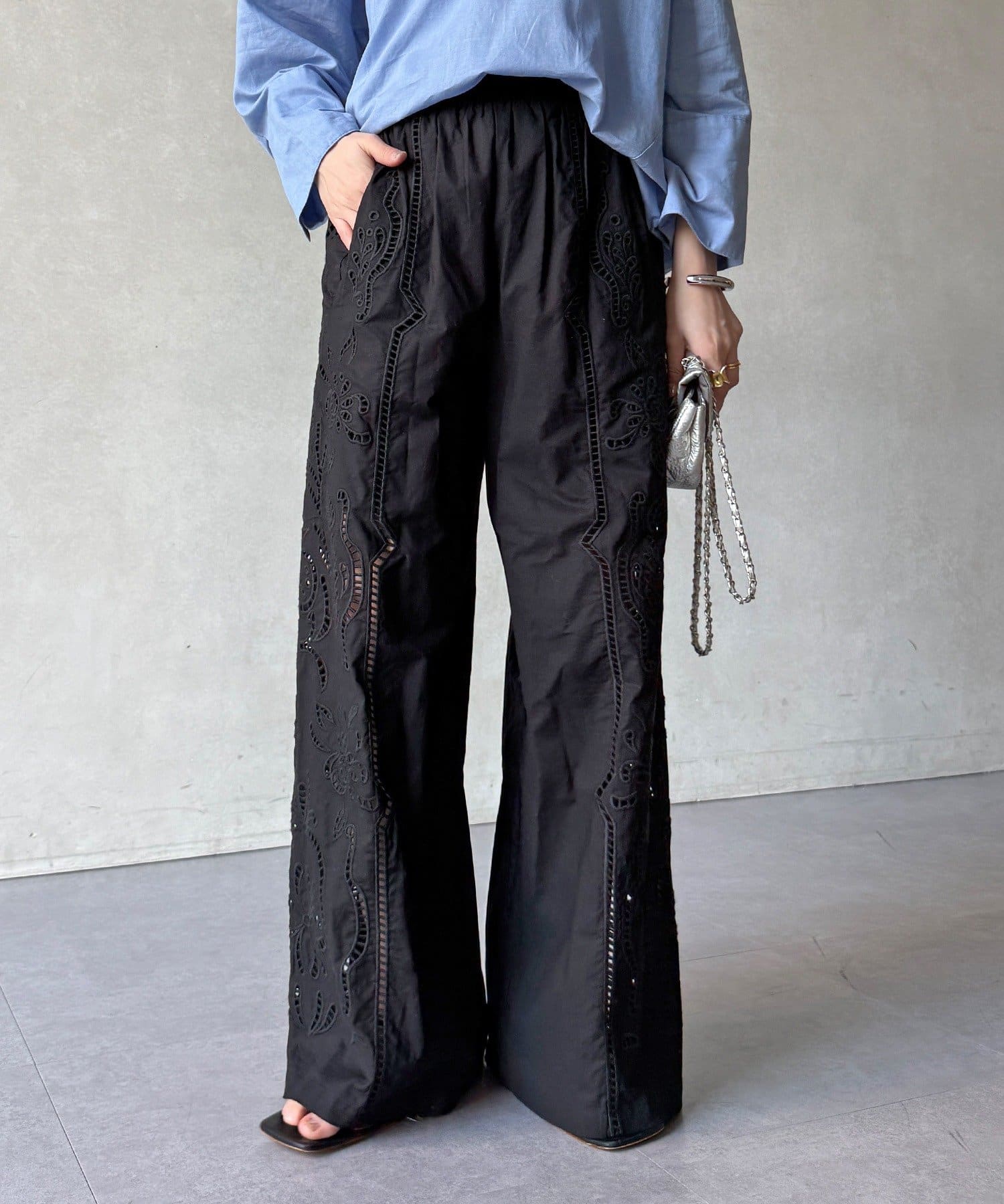 DOUDOU(ドゥドゥ) 刺繍レースコットンパンツ