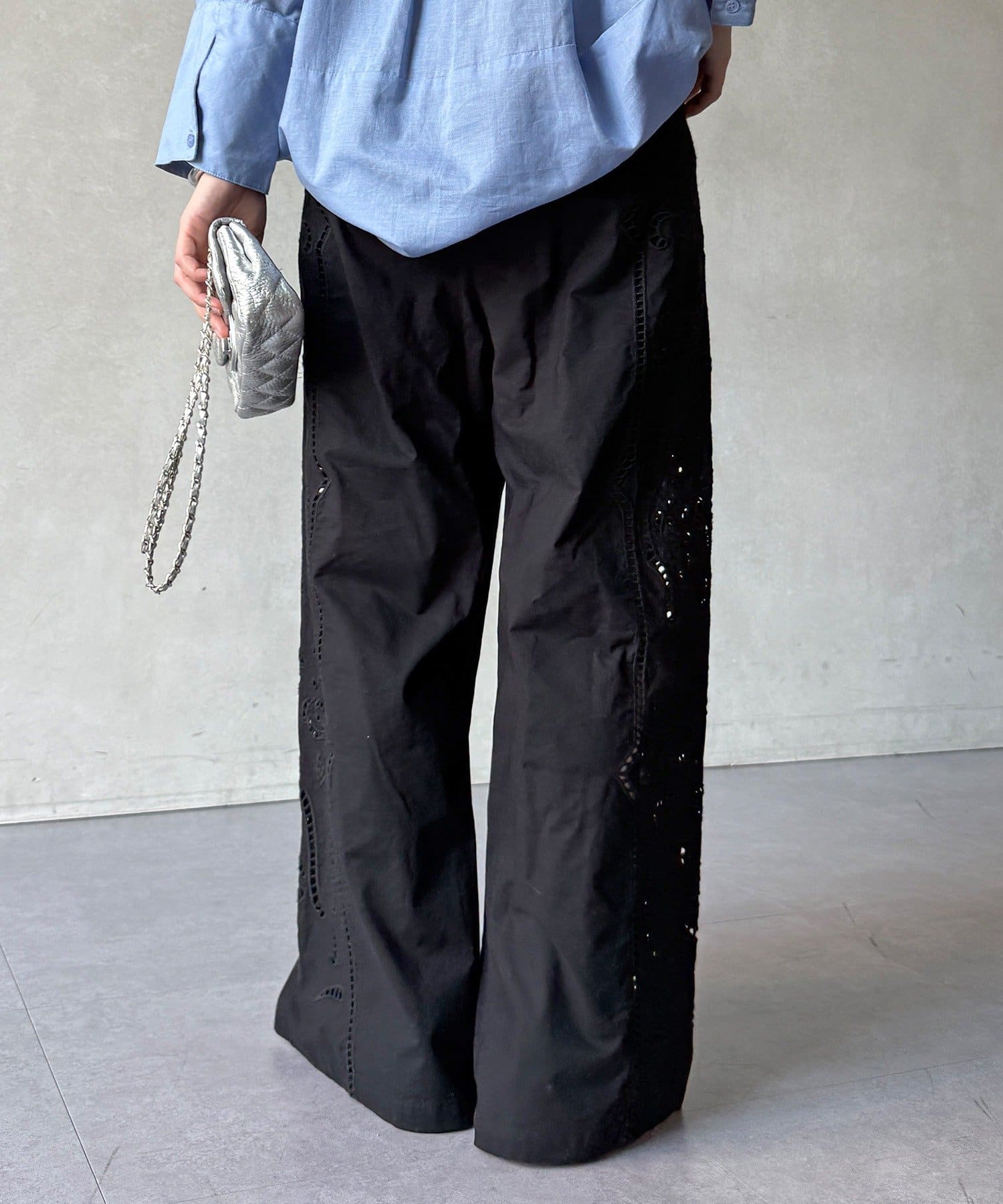 DOUDOU(ドゥドゥ) 刺繍レースコットンパンツ