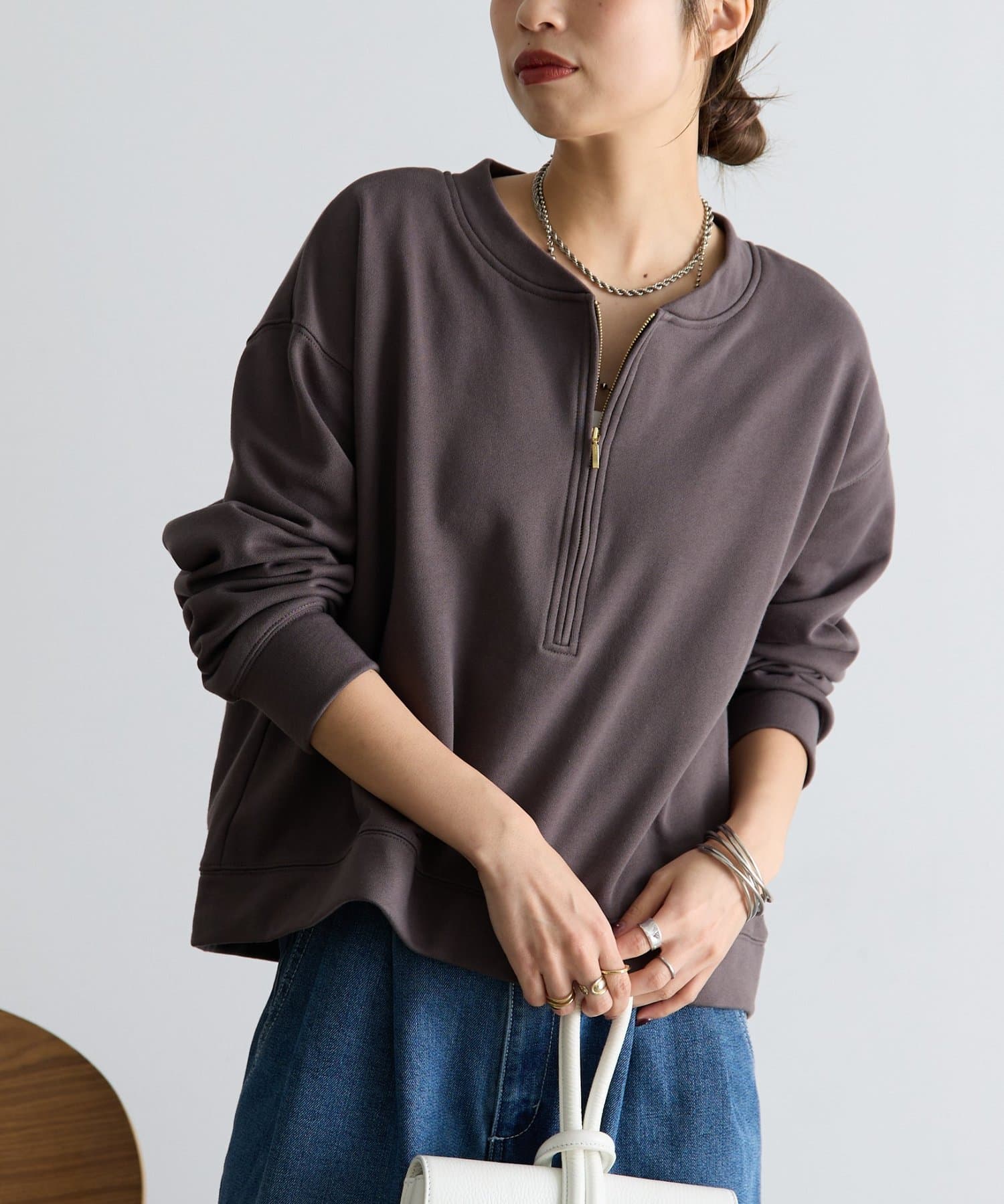 Jena　espace merveilleux(ジェナ　エスパスメルヴェイユ) 裏毛ハーフジッププルオーバー