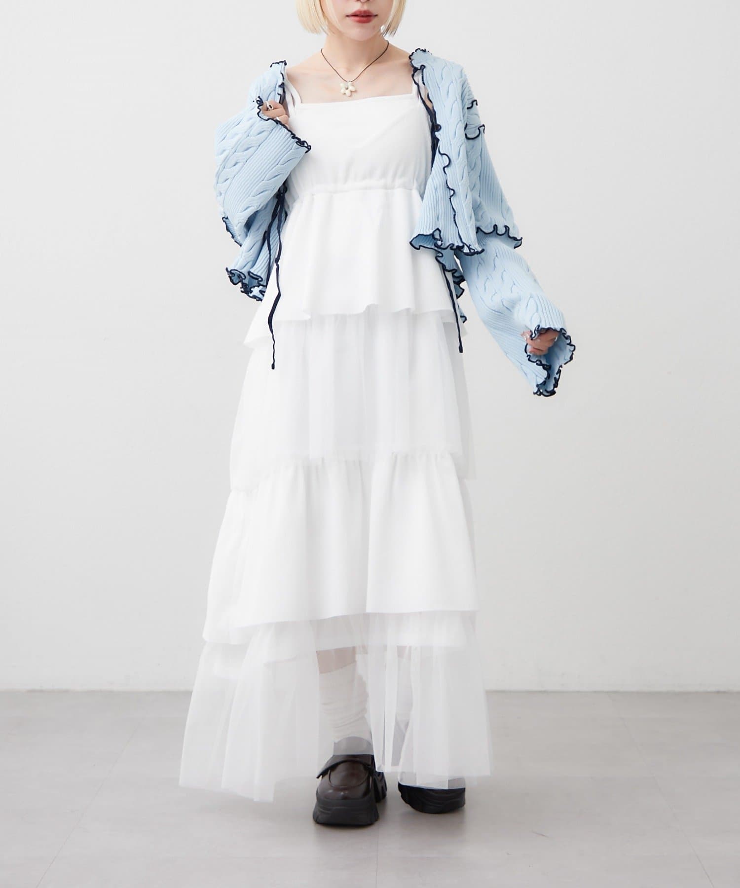 w closet(ダブルクローゼット) ミックスティアードキャミワンピ