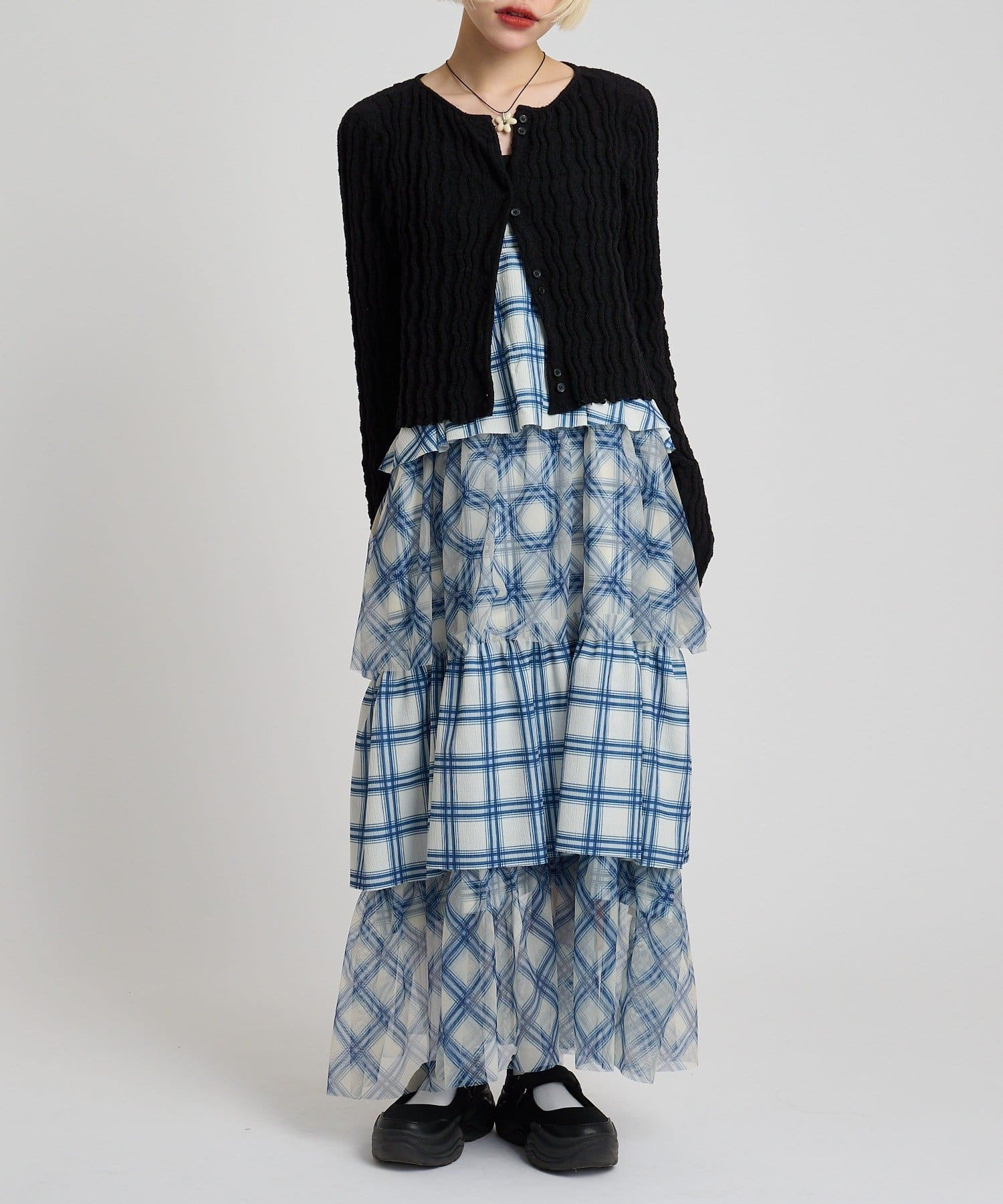 w closet(ダブルクローゼット) ミックスティアードキャミワンピース