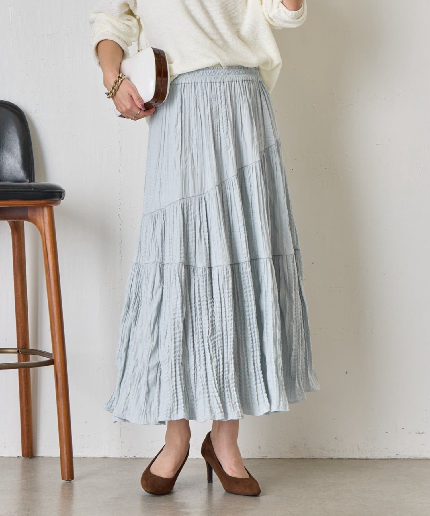 Jena　espace merveilleux(ジェナ　エスパスメルヴェイユ) 【WEB限定】クリンクルギャザースカート