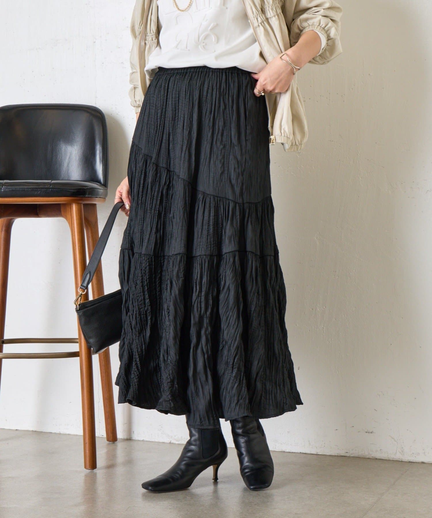 Jena　espace merveilleux(ジェナ　エスパスメルヴェイユ) 【WEB限定】クリンクルギャザースカート