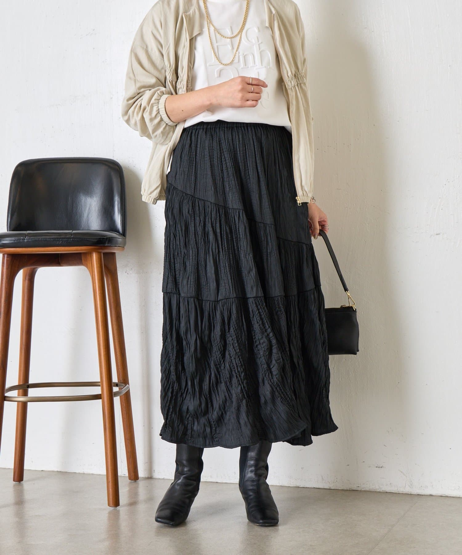 Jena　espace merveilleux(ジェナ　エスパスメルヴェイユ) 【WEB限定】クリンクルギャザースカート