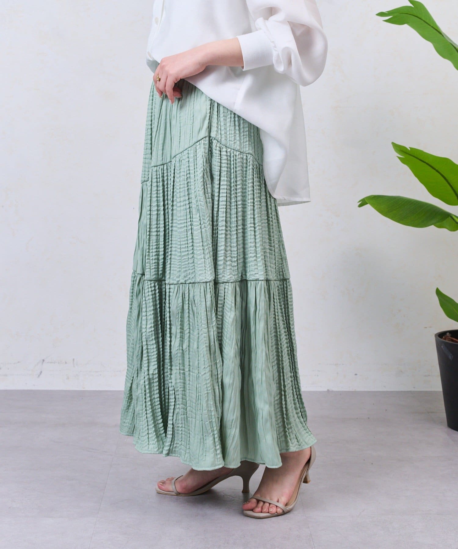 Jena　espace merveilleux(ジェナ　エスパスメルヴェイユ) 【WEB限定/春色カラー追加！】クリンクルギャザースカート