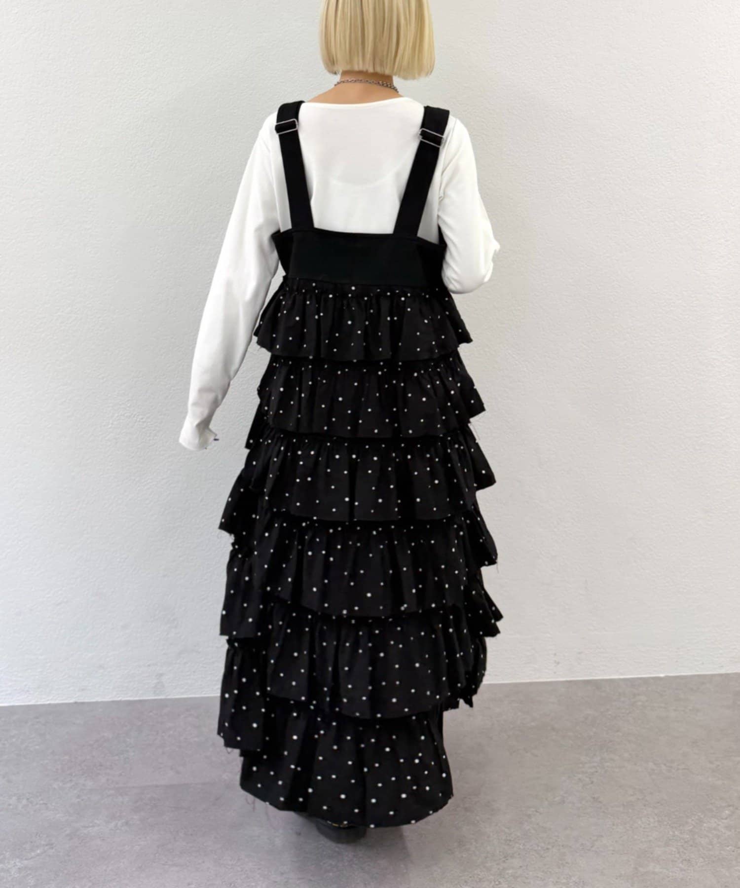 w closet(ダブルクローゼット) 【新色ドット登場！】【新作予約お気に入り数第1位！】フリルティアードジャンスカ