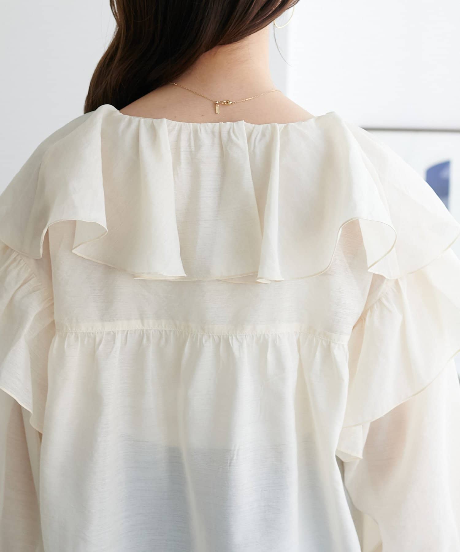 DISCOAT(ディスコート) 【SS先行予約/着映え/WEB限定】シアーフリルブラウス