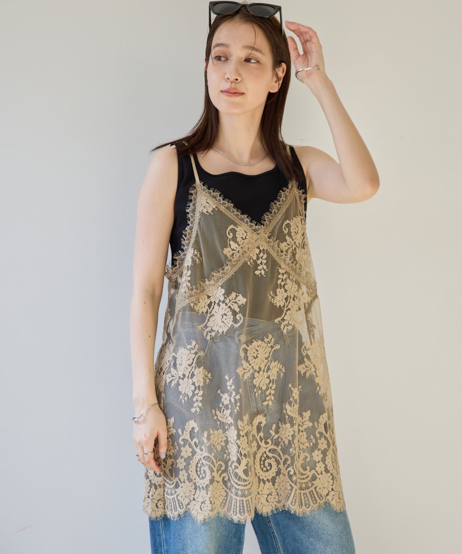 DISCOAT(ディスコート) 【Noka/新色追加】ヴィンテージレースキャミチュニック