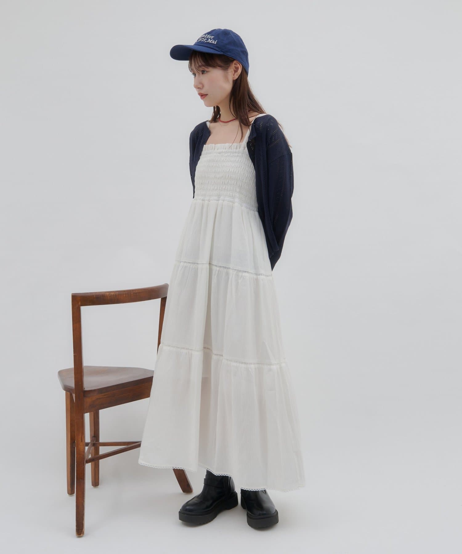 DISCOAT(ディスコート) 【SS先行予約/umm.】肩リボンティアードワンピース