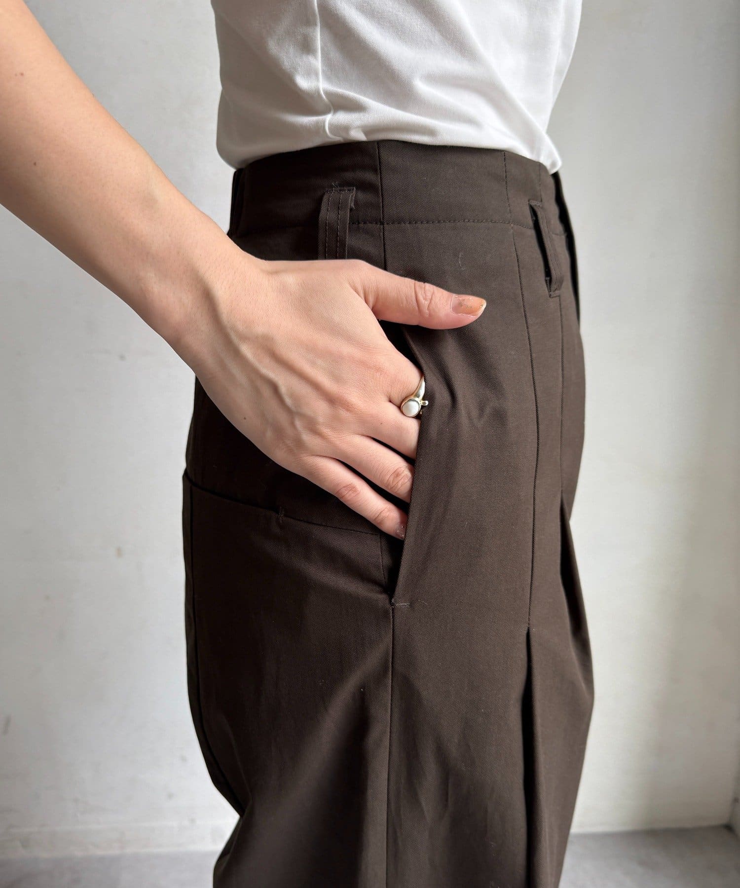 OUTLET(アウトレット) 【DouDou】ツイルワイドカーブパンツ