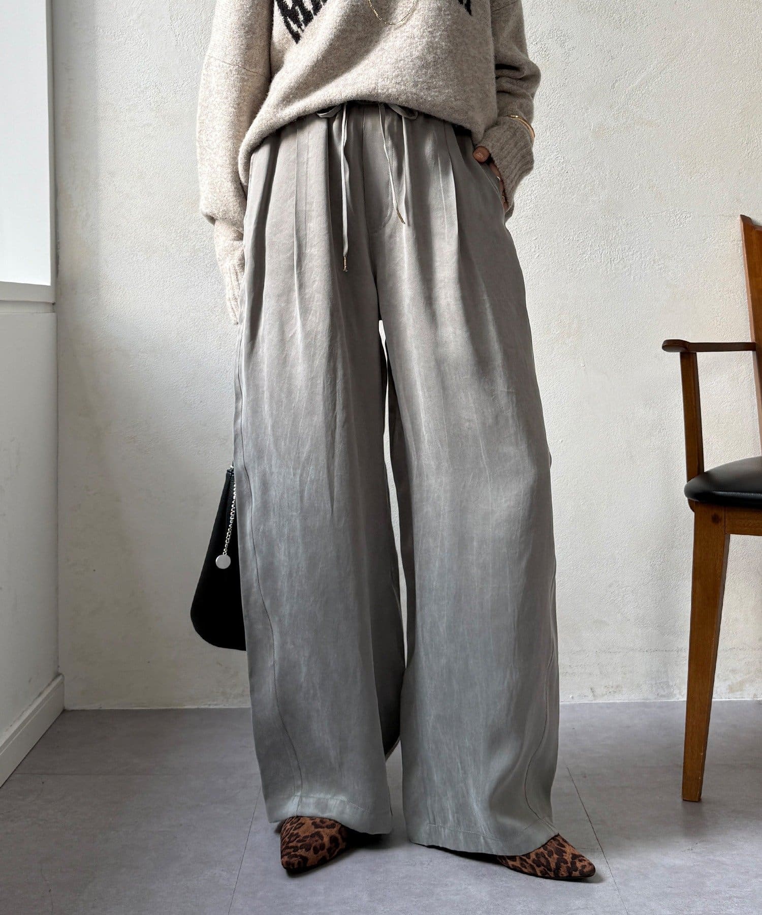 OUTLET(アウトレット) 【DouDou】フィブリルワイドイージーパンツ