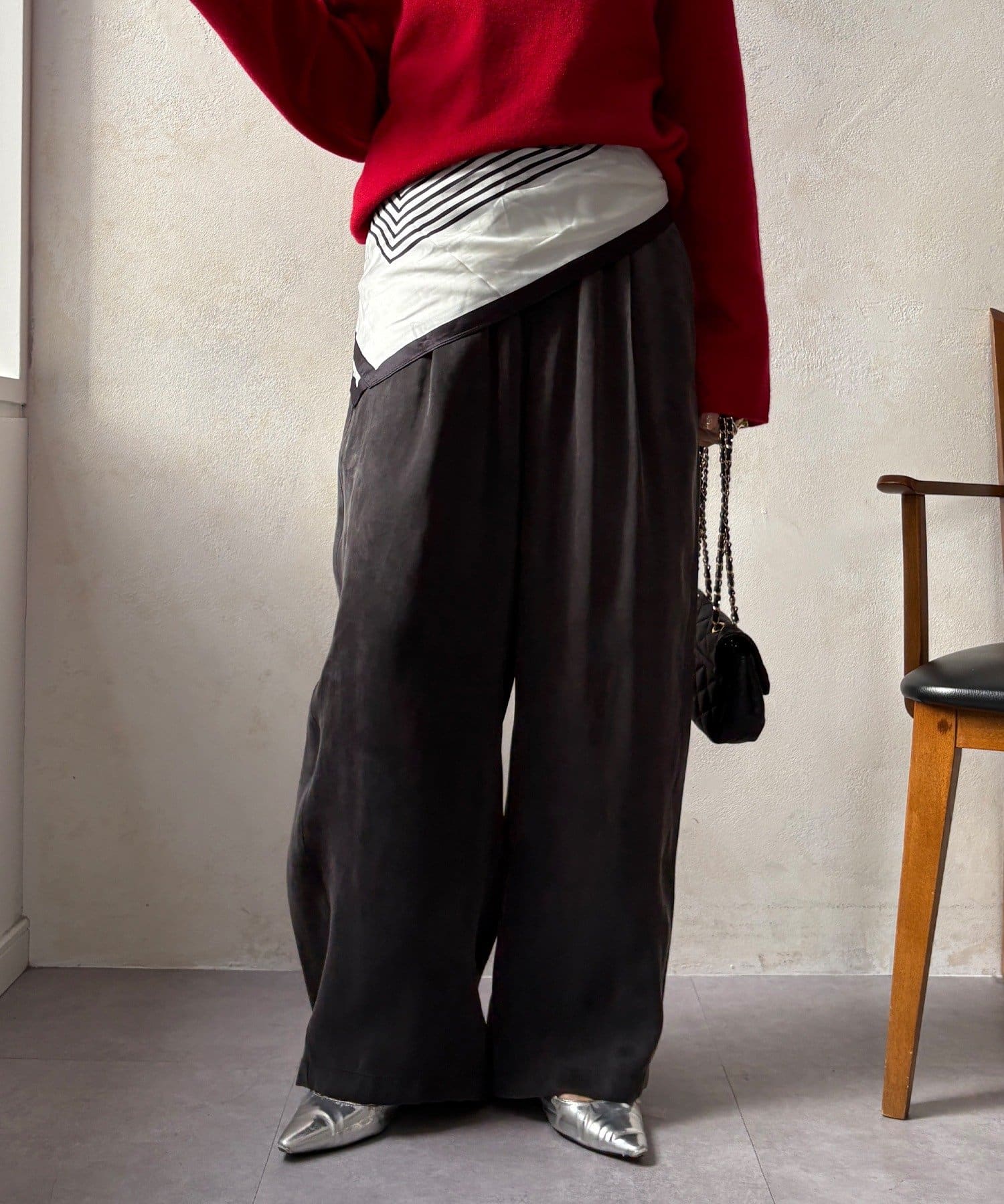 OUTLET(アウトレット) 【DouDou】フィブリルワイドイージーパンツ