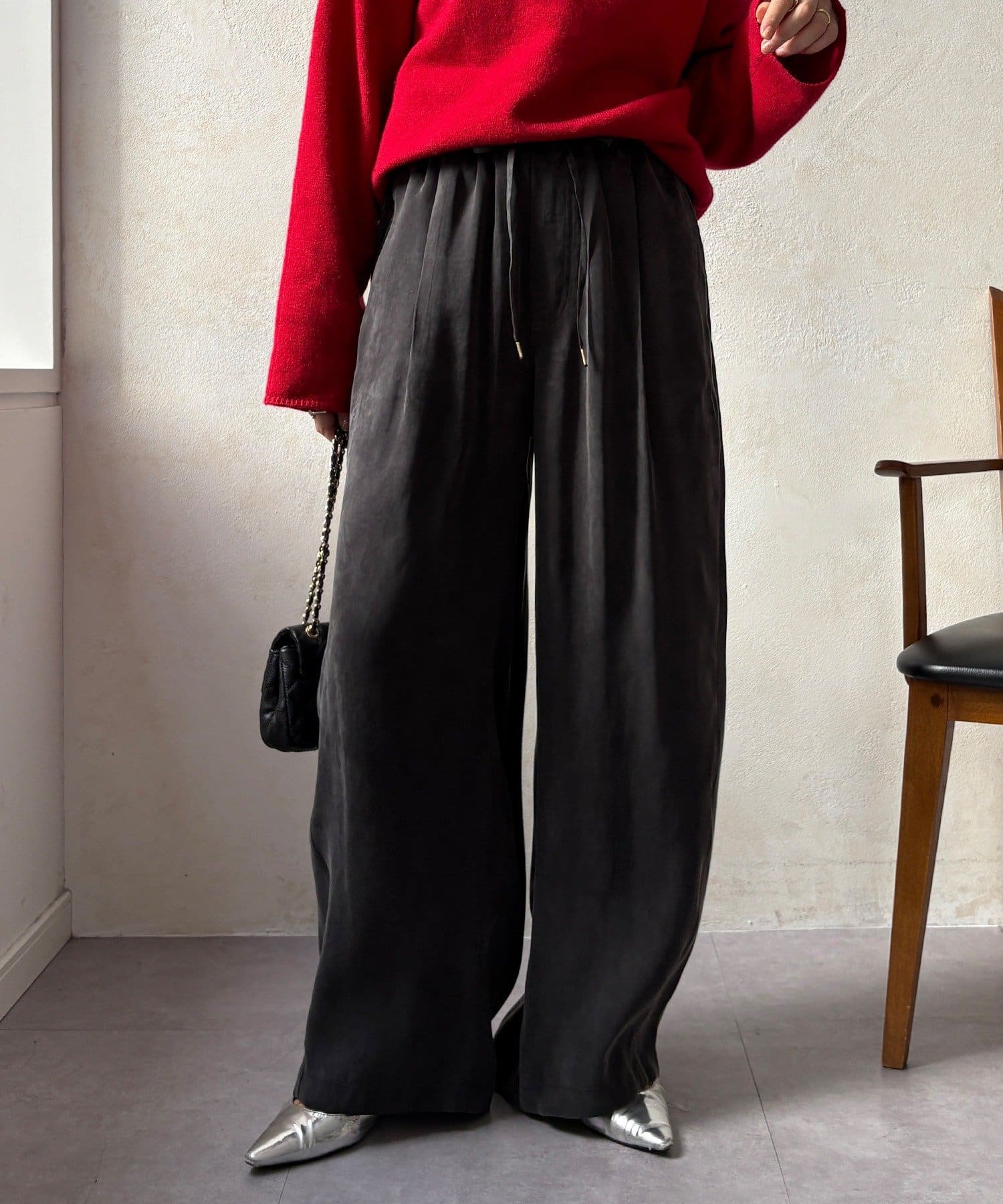 OUTLET(アウトレット) 【DouDou】フィブリルワイドイージーパンツ