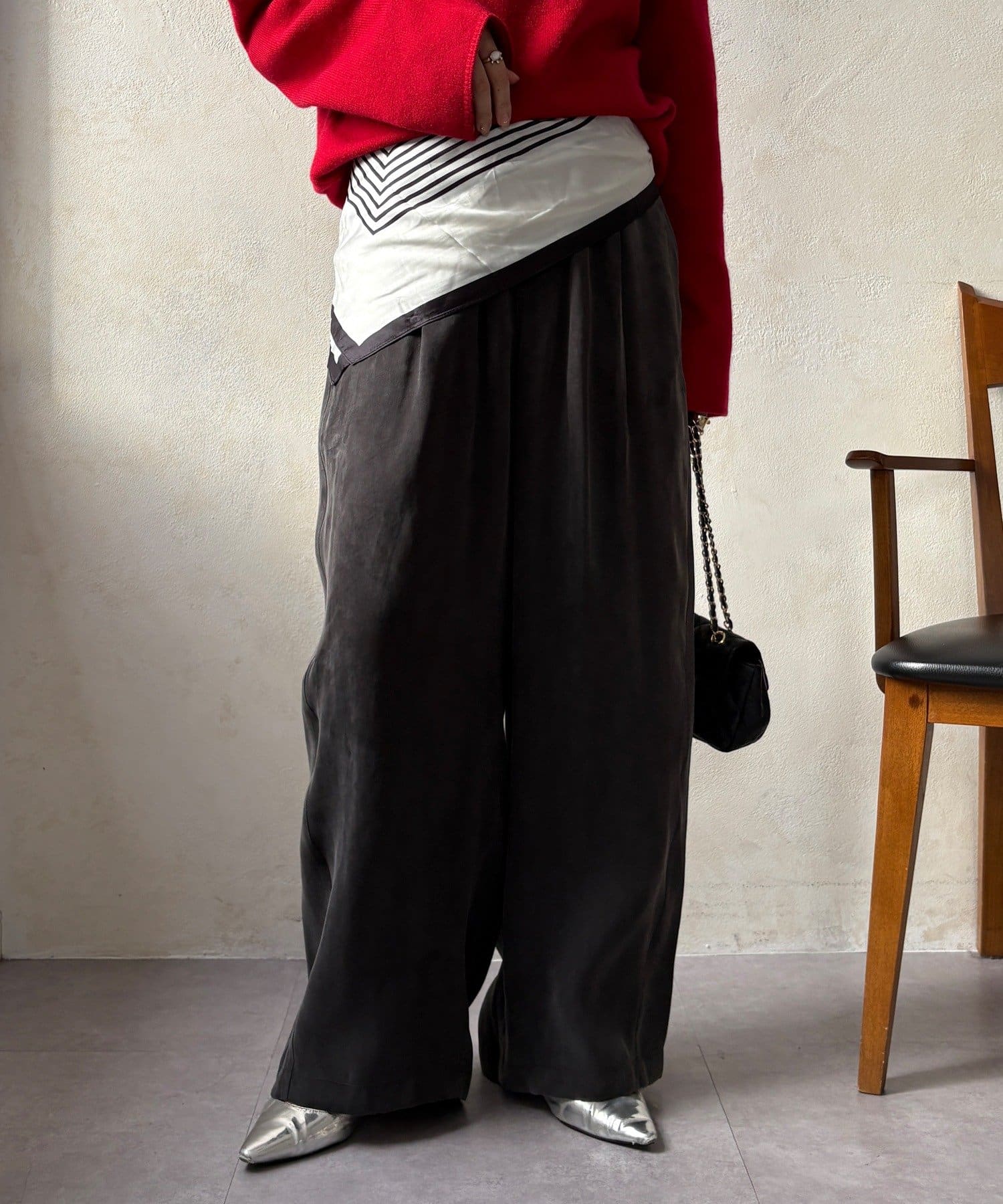 OUTLET(アウトレット) 【DouDou】フィブリルワイドイージーパンツ