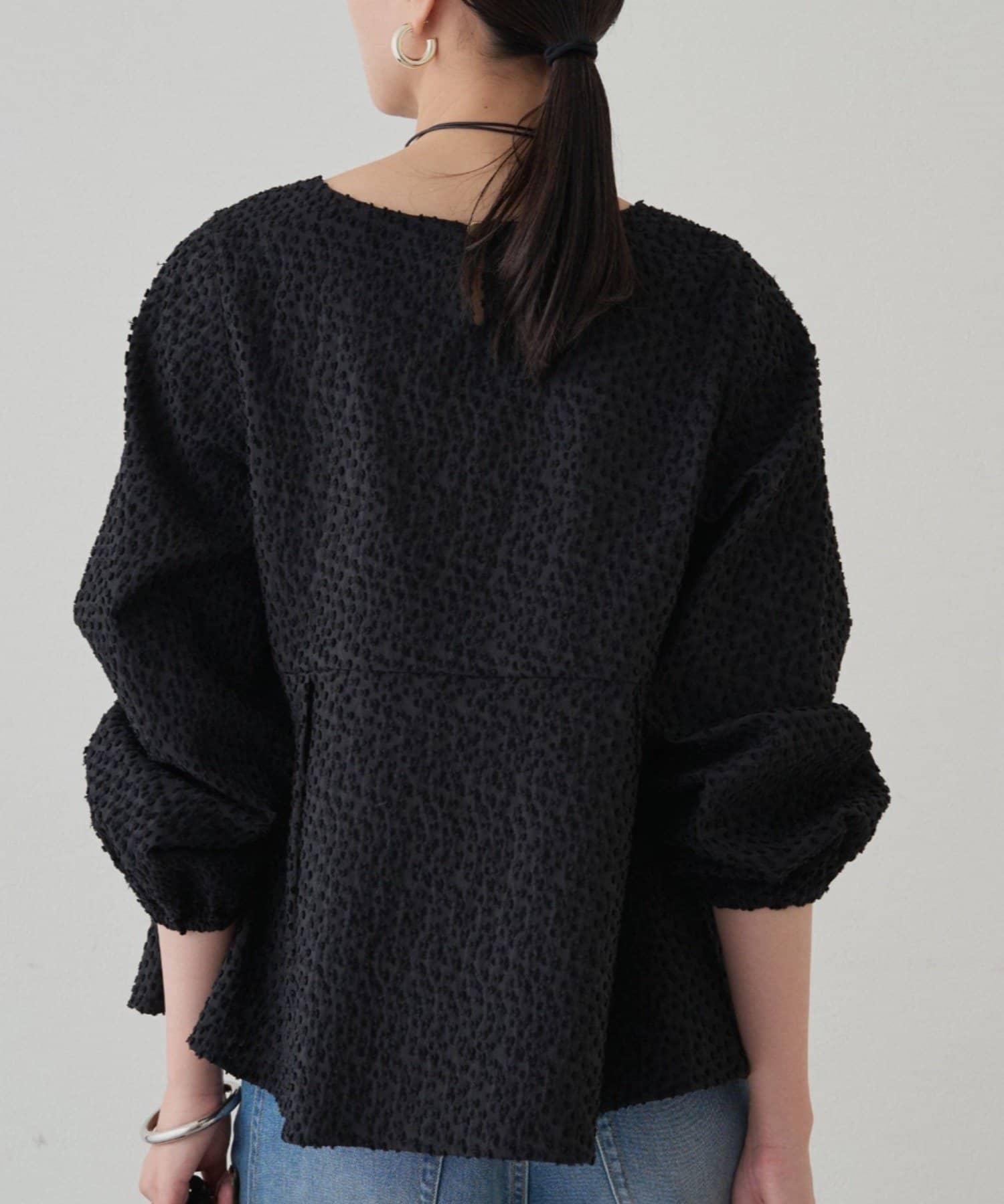 OUTLET(アウトレット) 【Loungedress】ジャガードペプラムブラウス