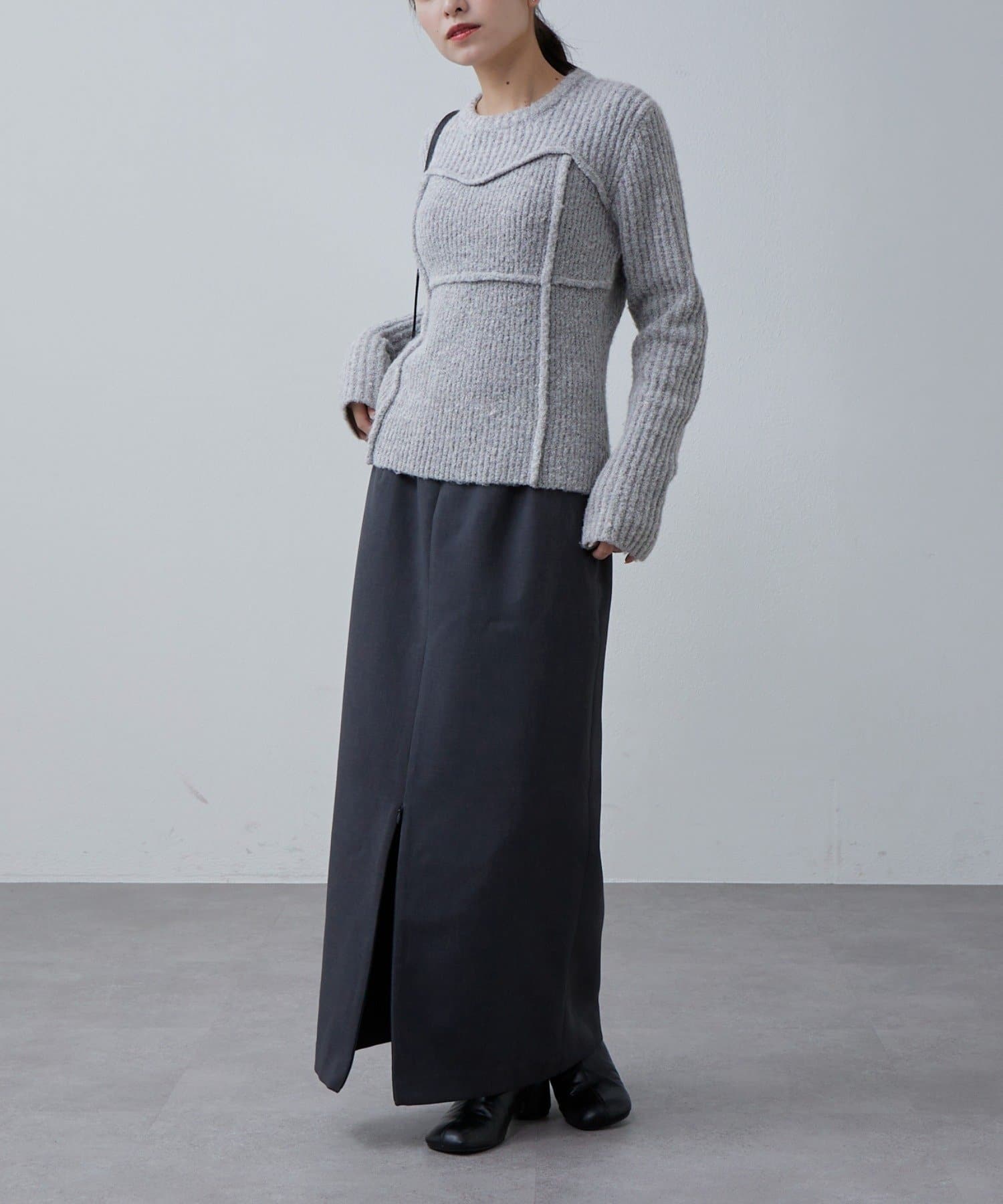 OUTLET(アウトレット) 【Lui's】スリットファスナータイトロングスカート