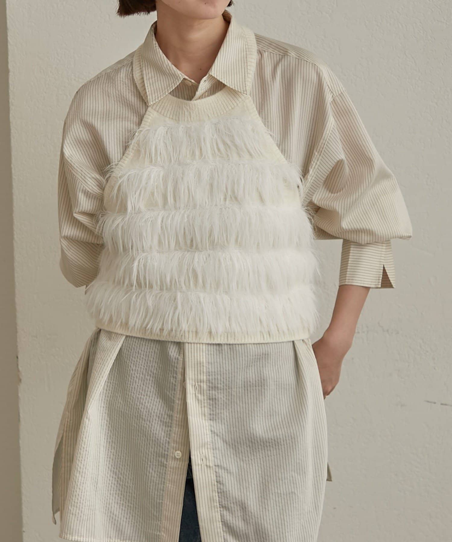 OUTLET(アウトレット) 【Omekashi】フリンジホルタービスチェ