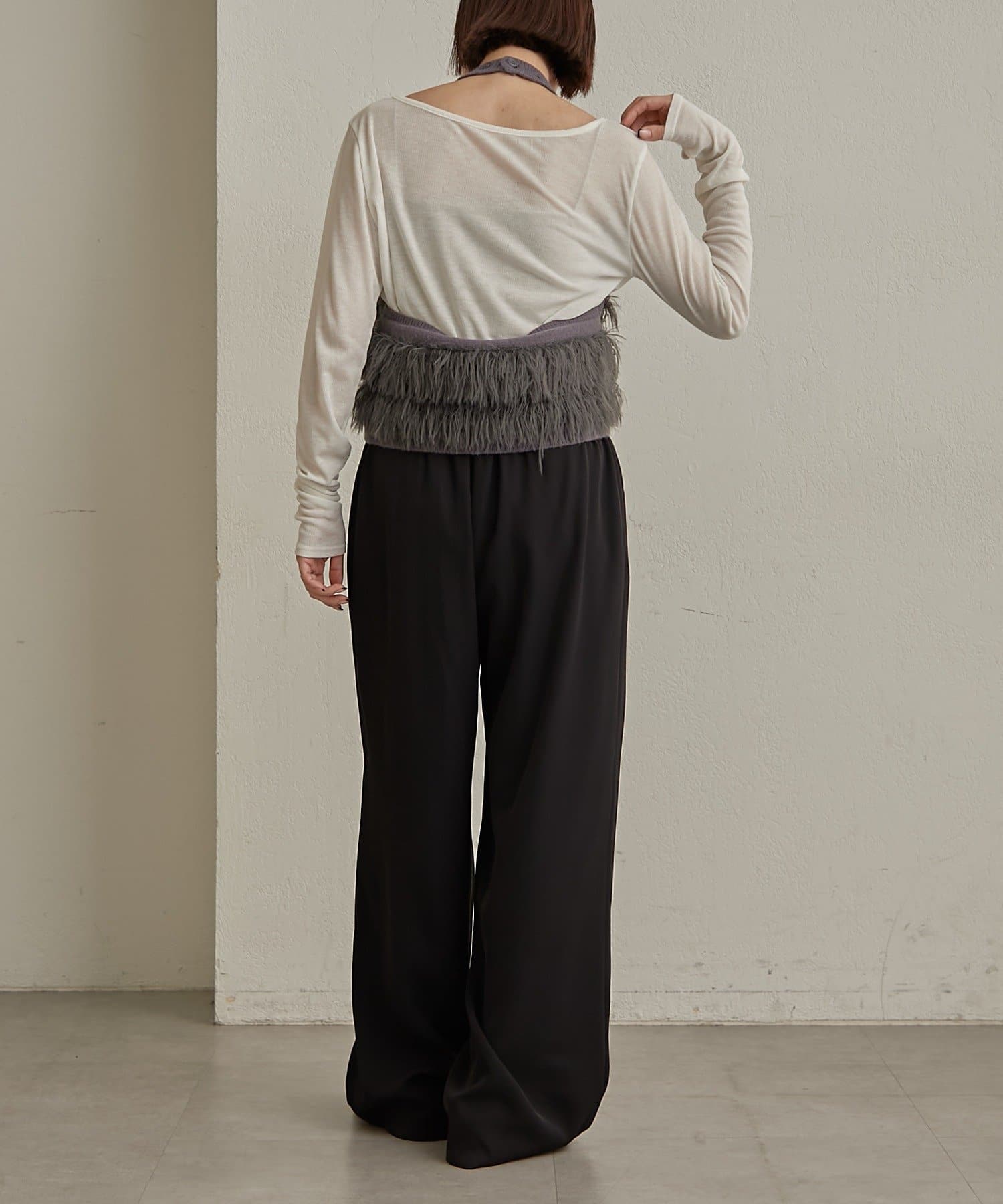 OUTLET(アウトレット) 【Omekashi】フリンジホルタービスチェ