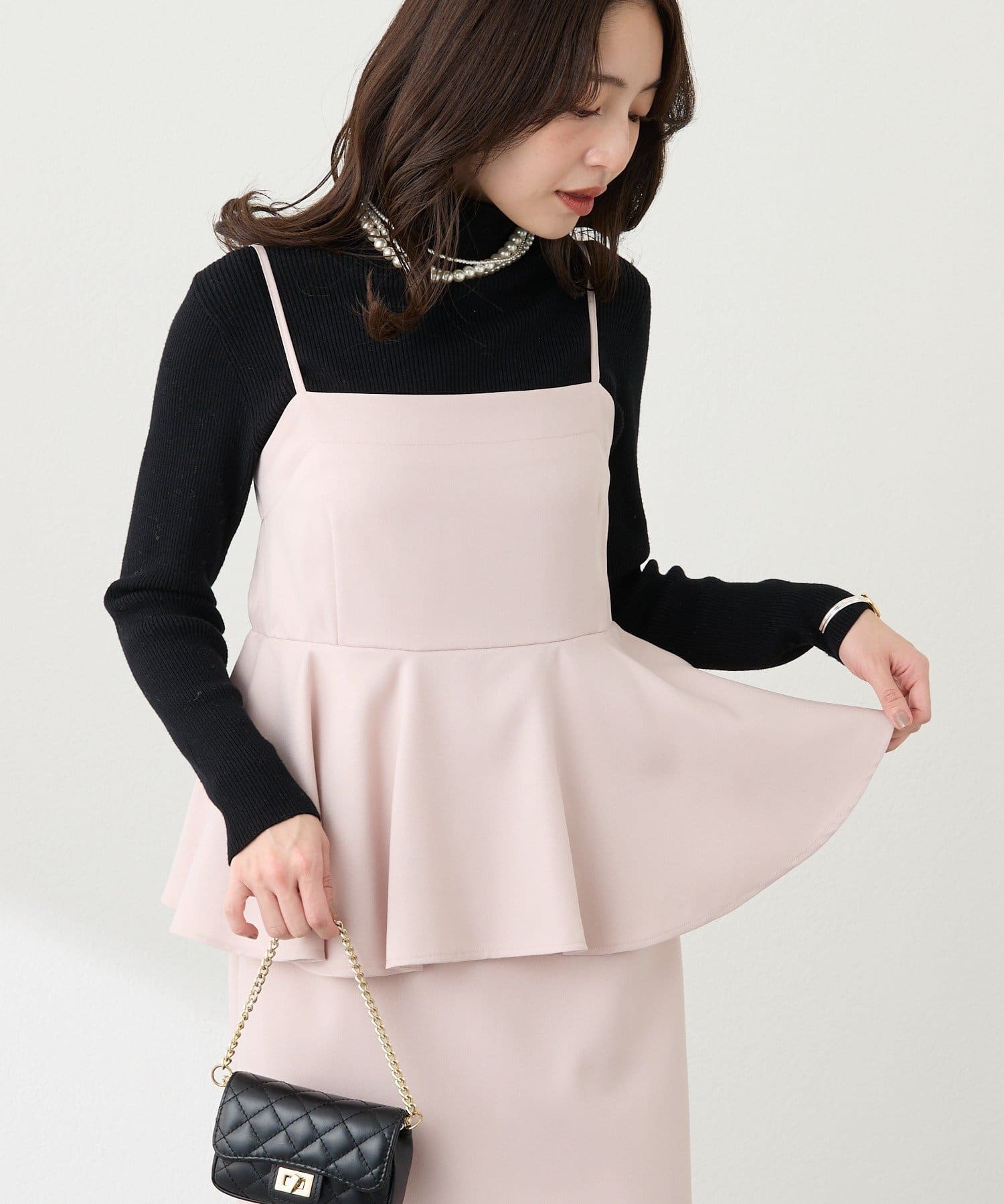 OUTLET(アウトレット) 【La boutique BonBon】ペプラムキャミワンピース