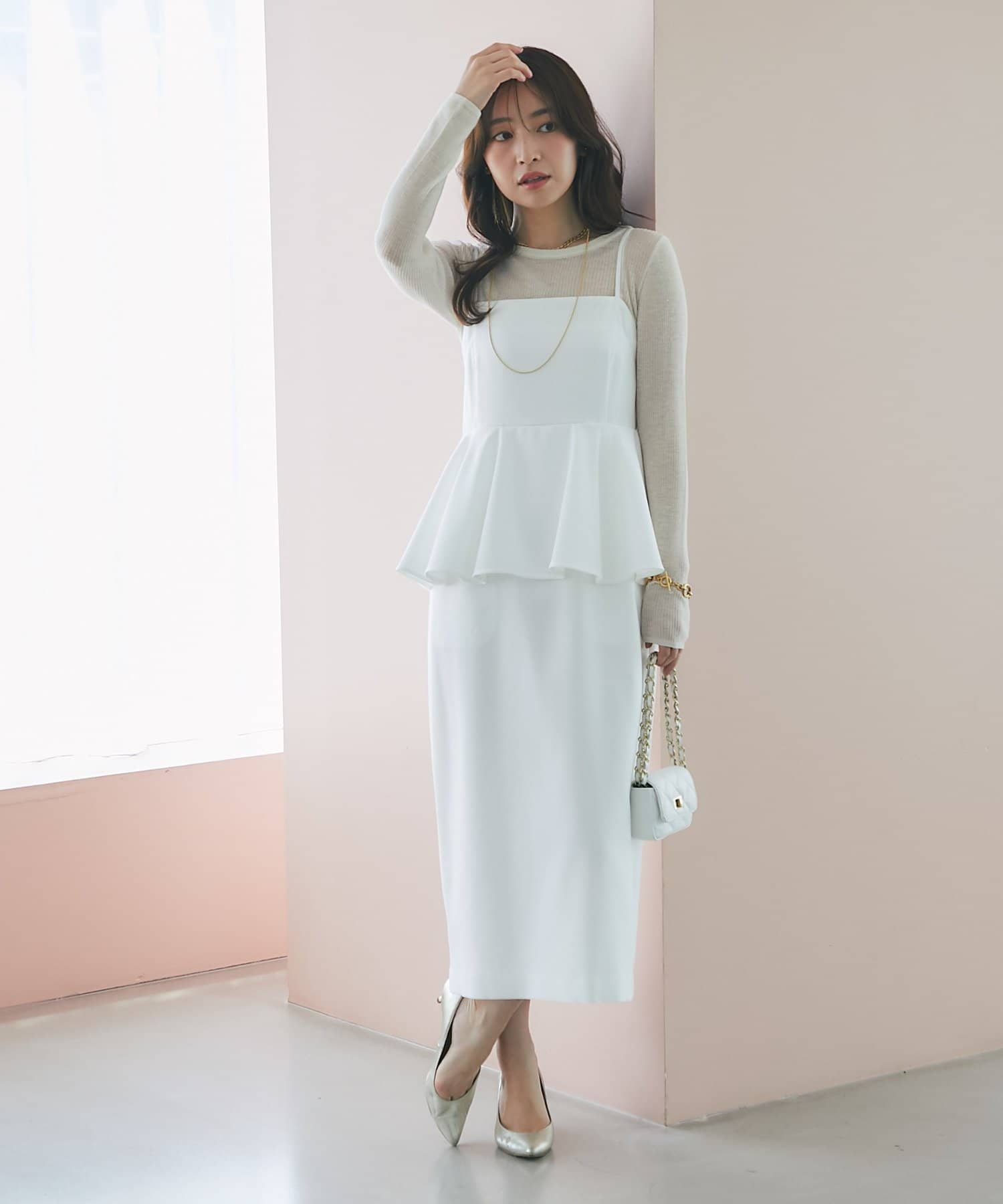 OUTLET(アウトレット) 【La boutique BonBon】ペプラムキャミワンピース