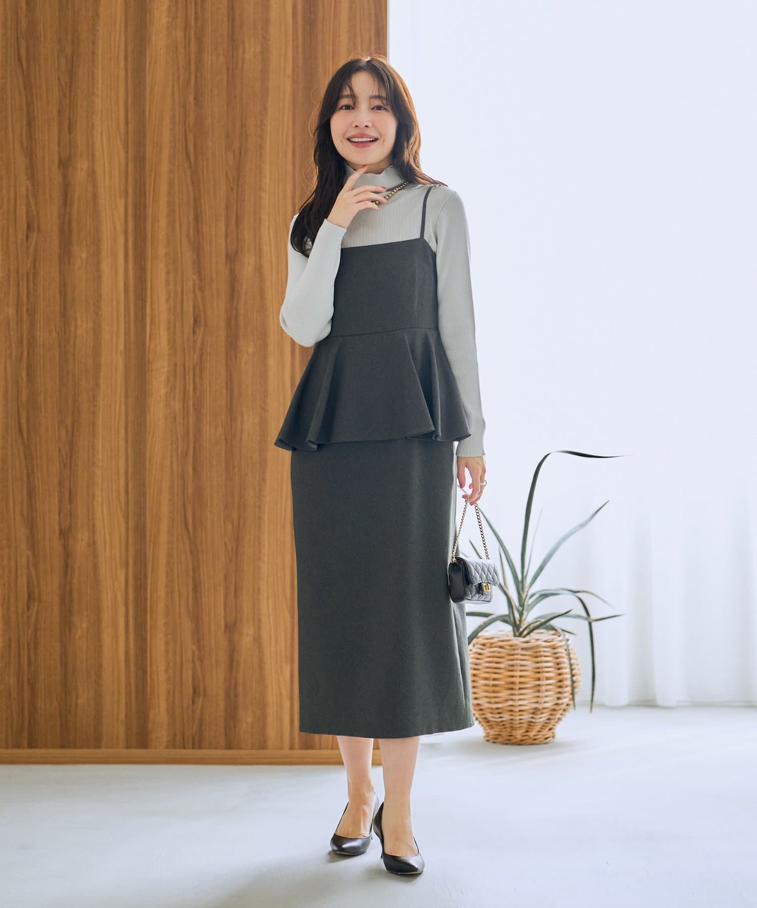 OUTLET(アウトレット) 【La boutique BonBon】ペプラムキャミワンピース