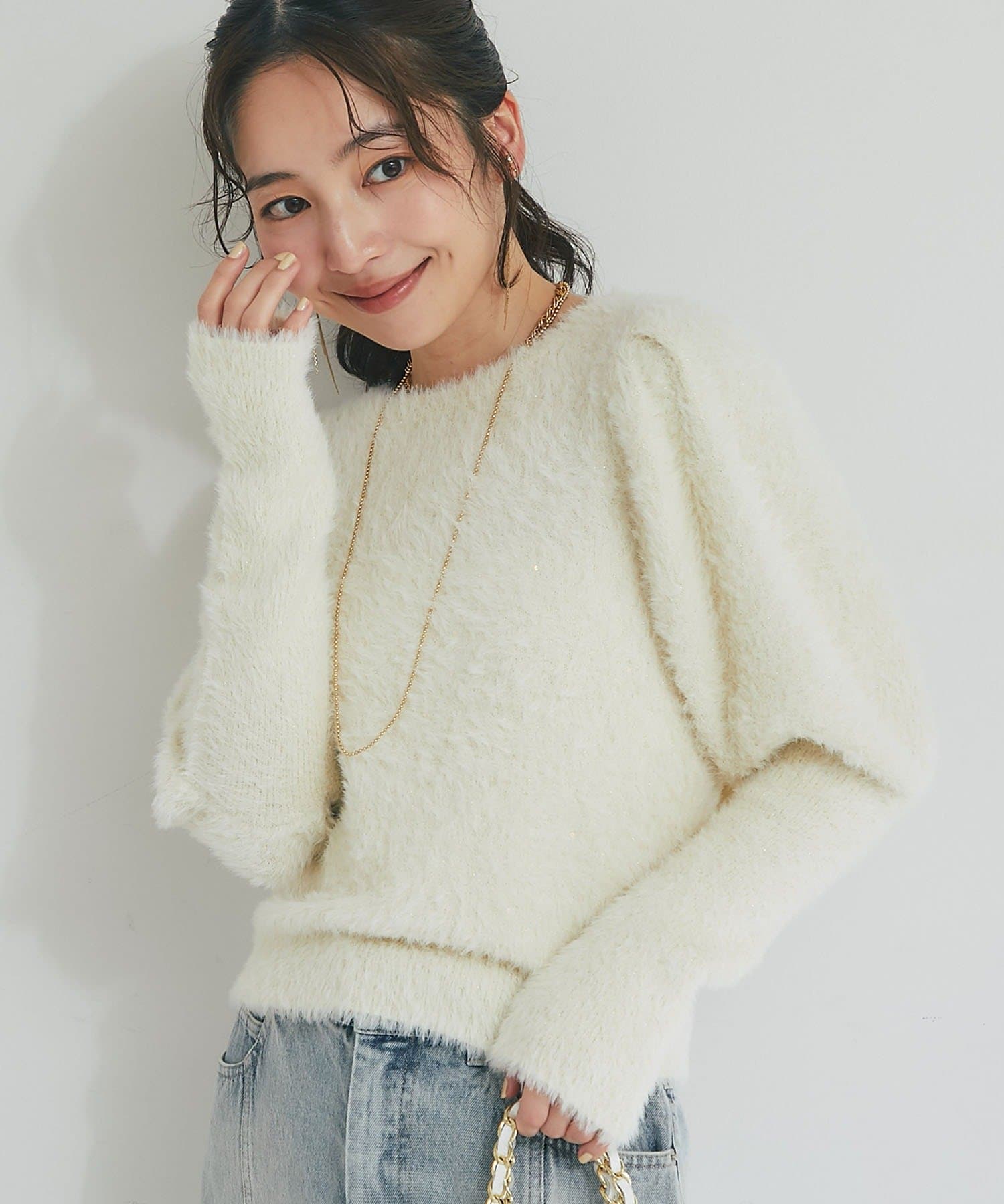 OUTLET(アウトレット) 【La boutique BonBon】お花スパンコールラメフェザーニット