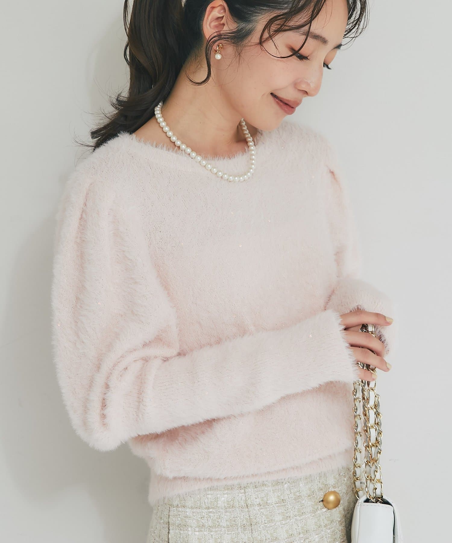 OUTLET(アウトレット) 【La boutique BonBon】お花スパンコールラメフェザーニット