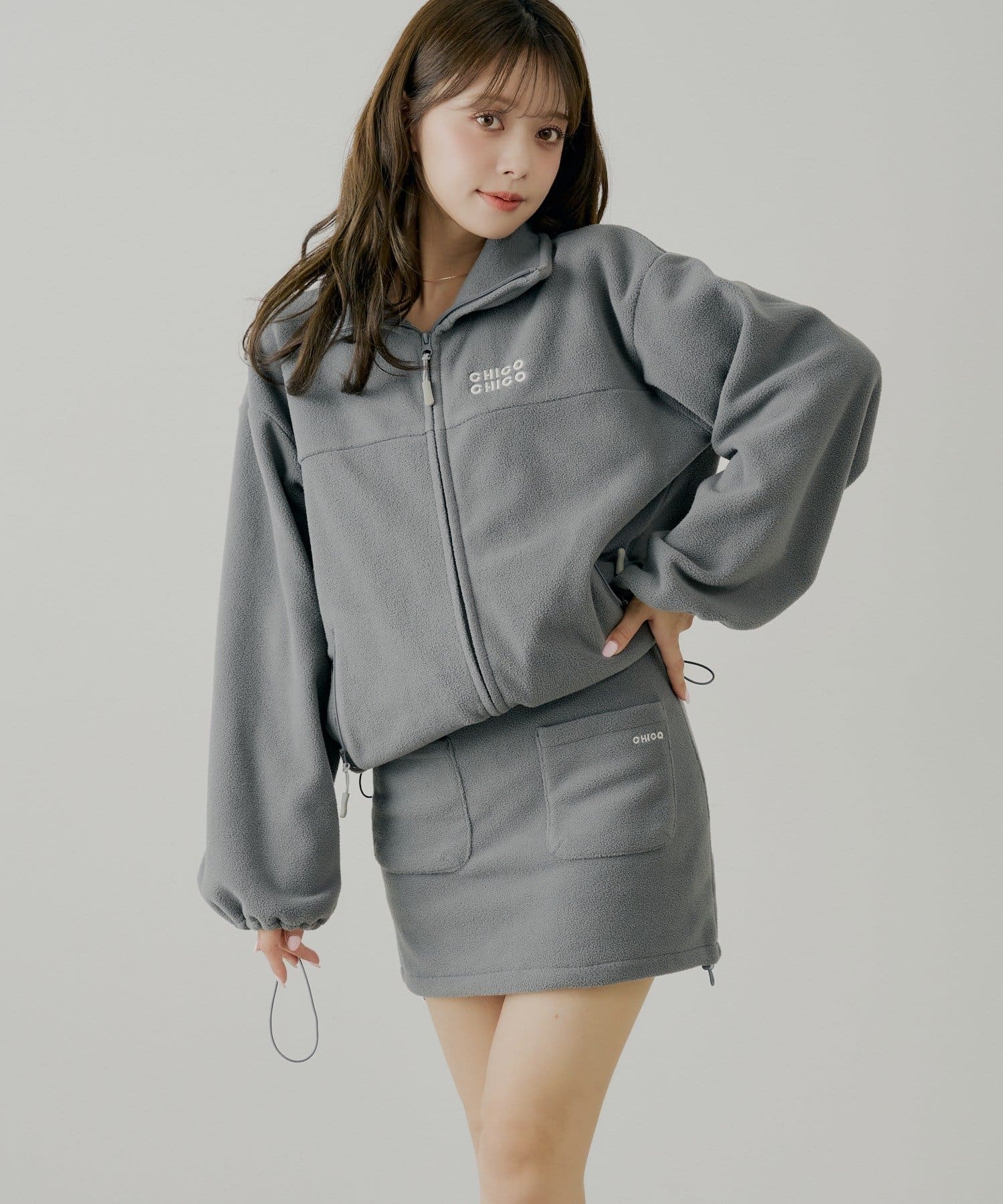 OUTLET(アウトレット) 【Chico】フリース台形ミニスカート