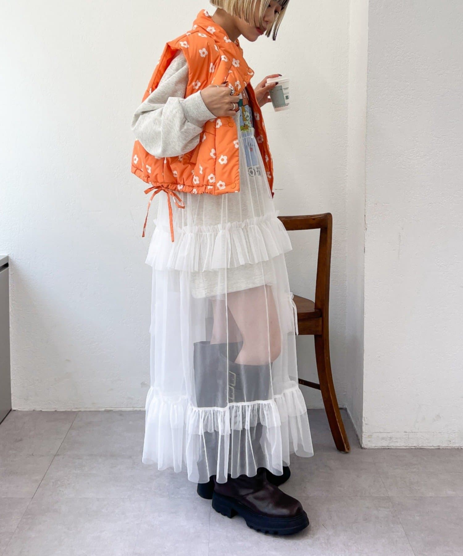 OUTLET(アウトレット) 【w closet】中綿リボンベスト