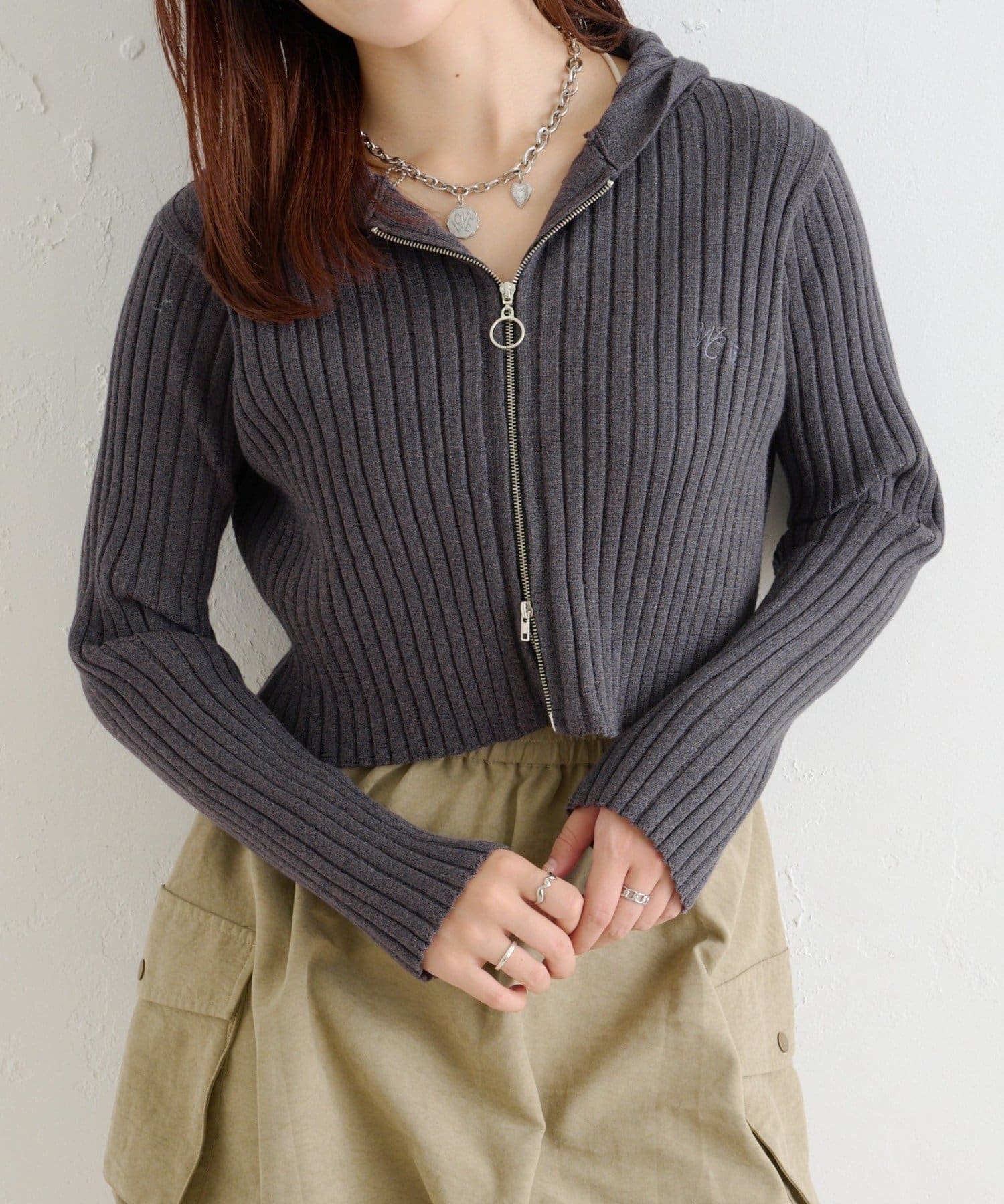 OUTLET(アウトレット) 【w closet】WZIPフーディーニット