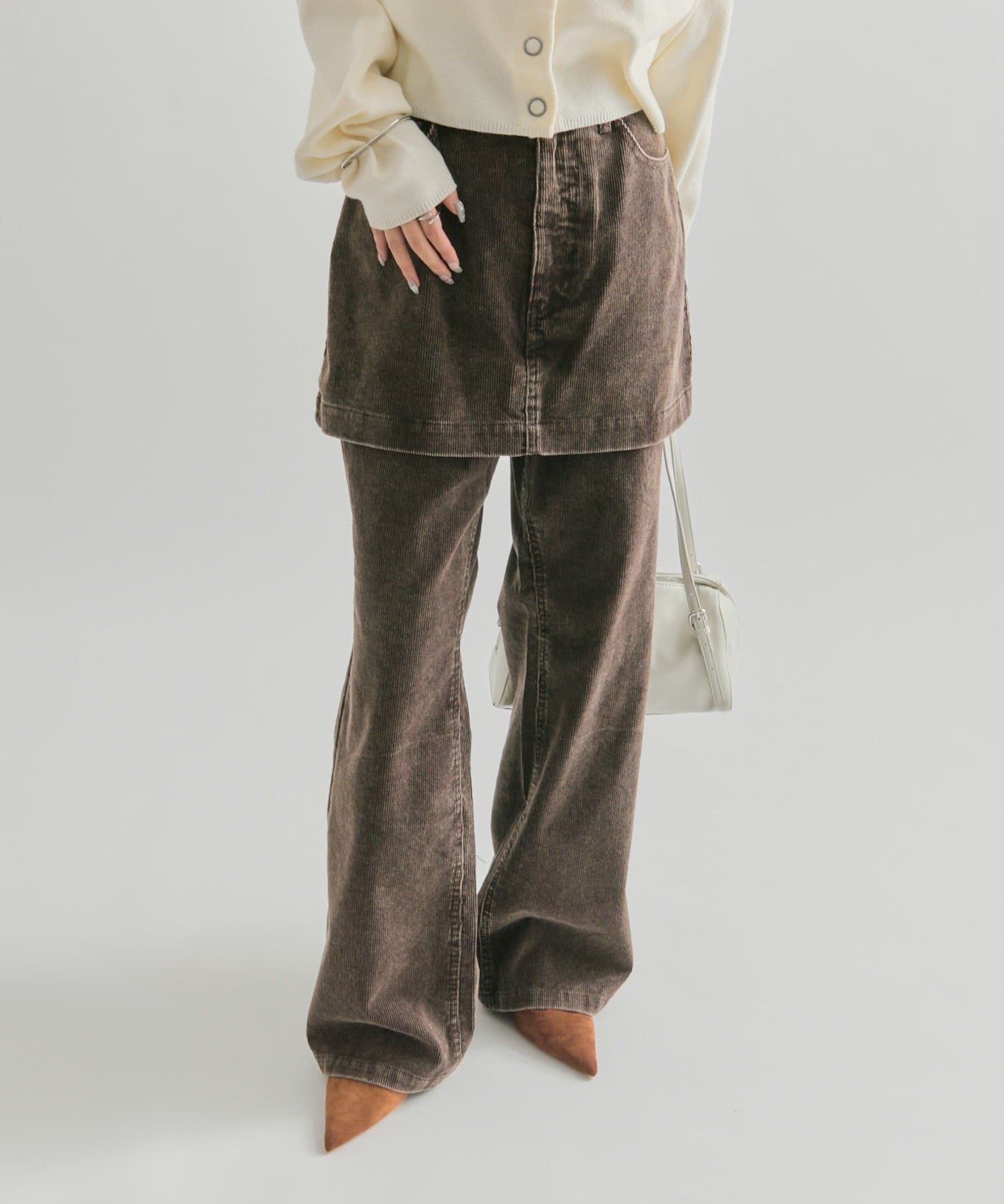 OUTLET(アウトレット) 【mystic】レイヤードコーデュロイパンツ