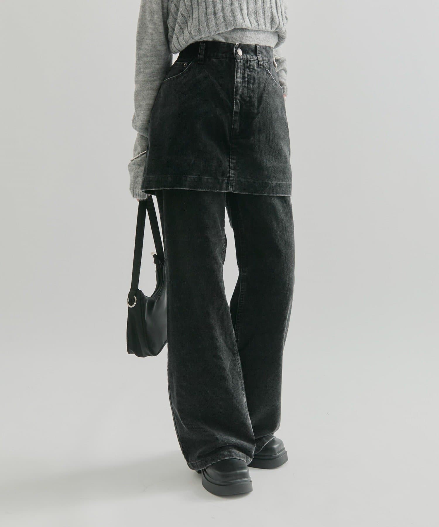 OUTLET(アウトレット) 【mystic】レイヤードコーデュロイパンツ