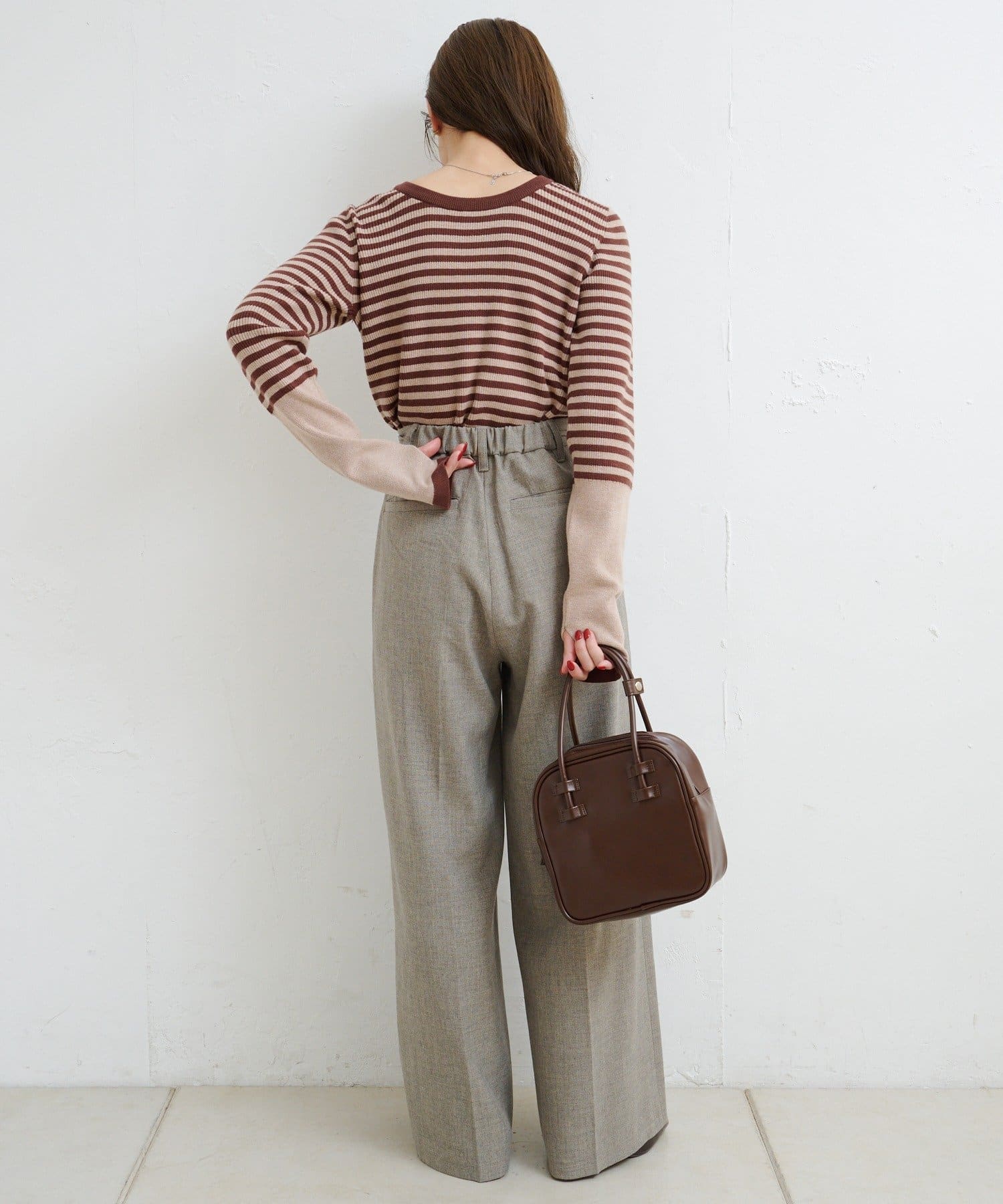 OUTLET(アウトレット) 【Kastane】B ボーダーフィンガーホールニットトップス