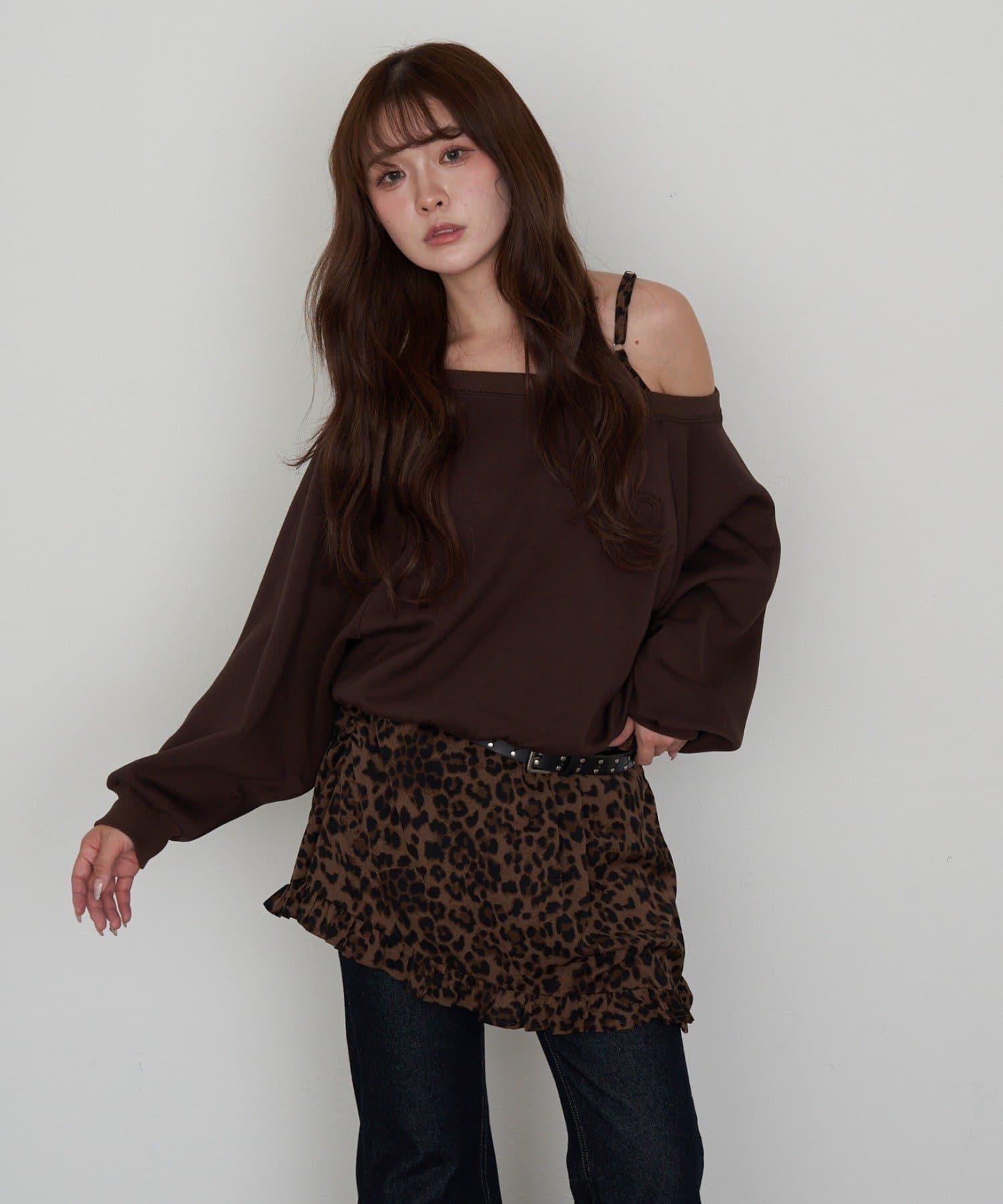 OUTLET(アウトレット) 【RAY CASSIN】オフショルスウェットレイヤードチェックワンピース