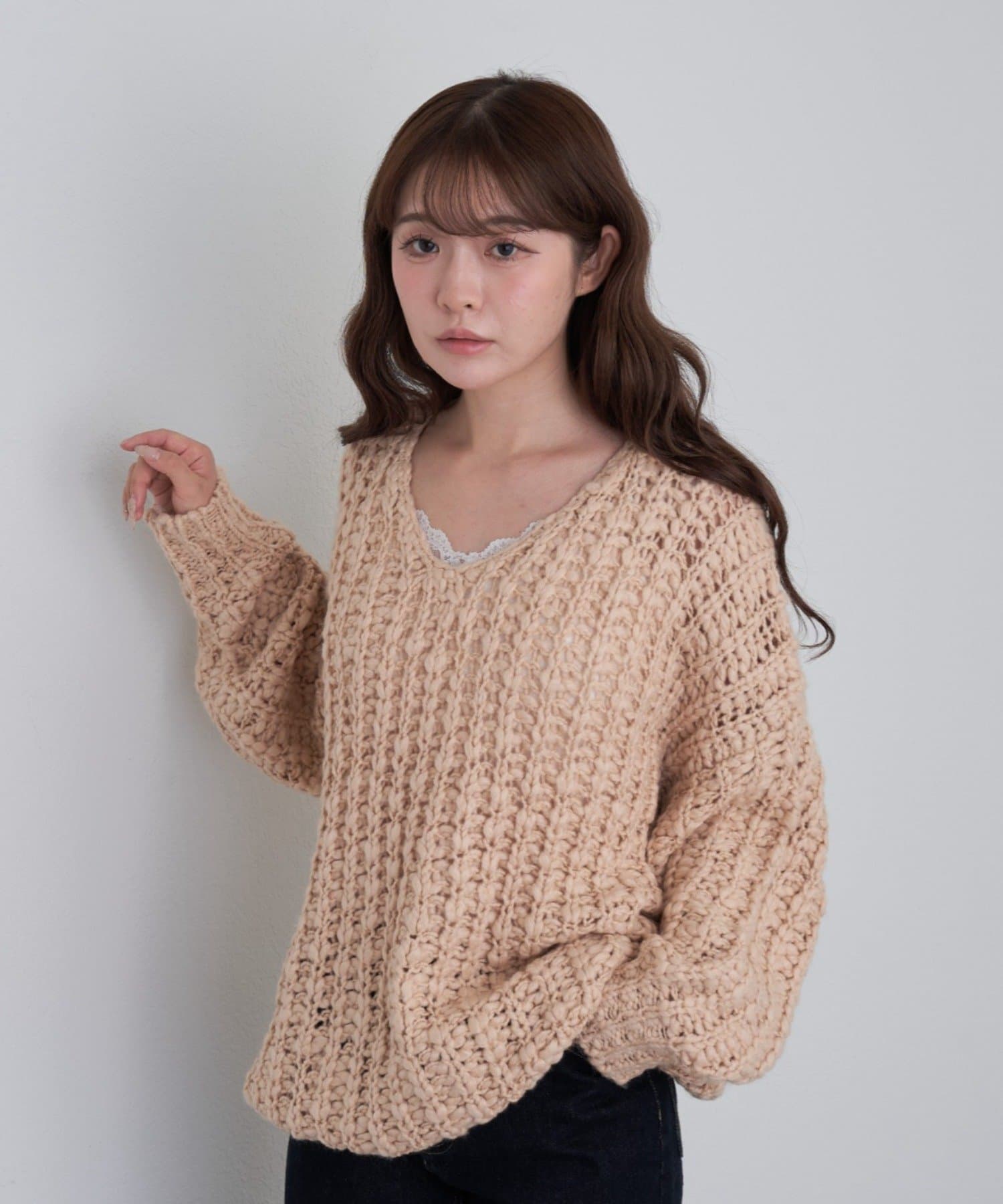 OUTLET(アウトレット) 【RAY CASSIN】Vざっくりオーバーニット