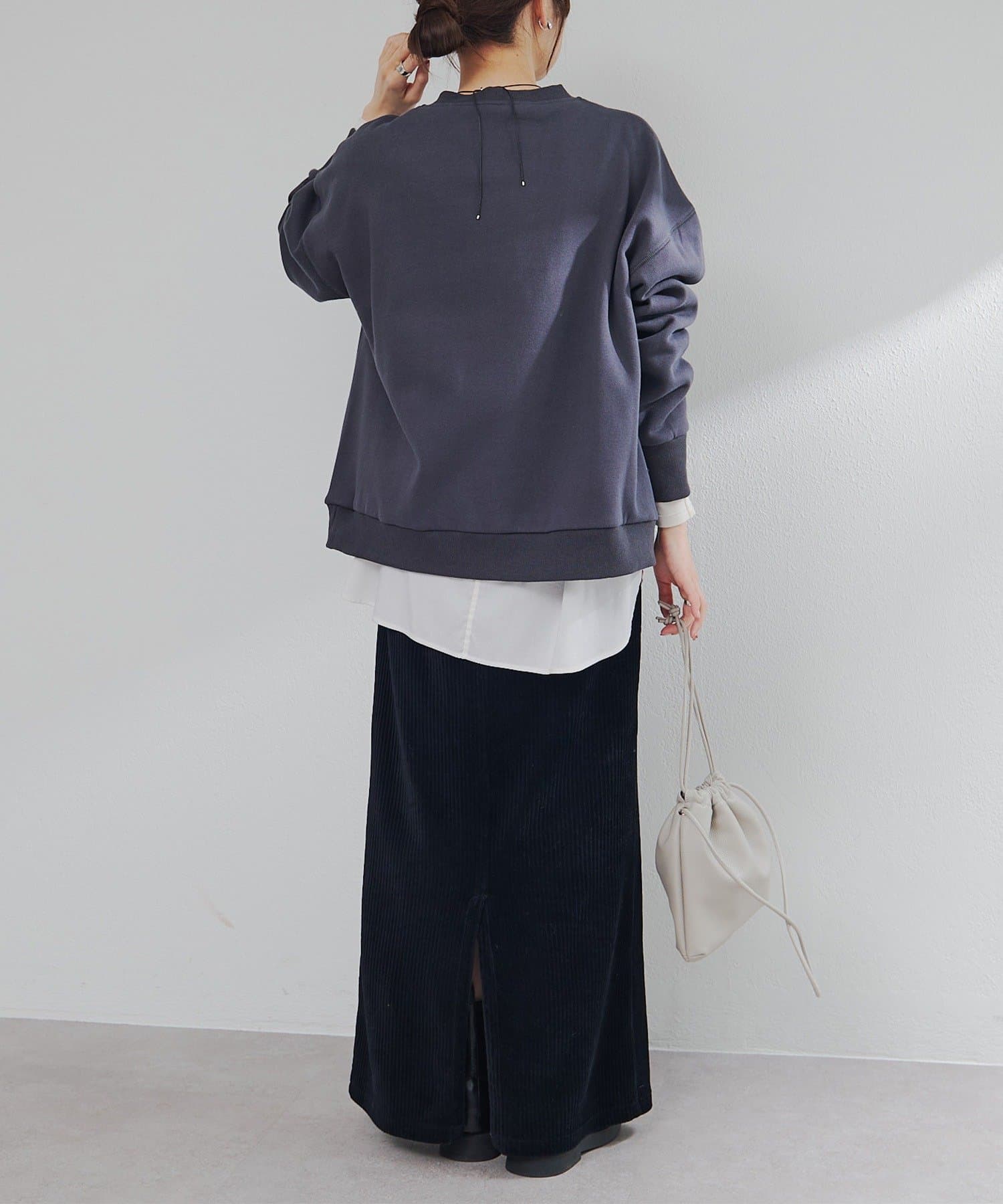 PUAL CE CIN(ピュアルセシン) フロッキープリントハーフジップ裏起毛スウェット