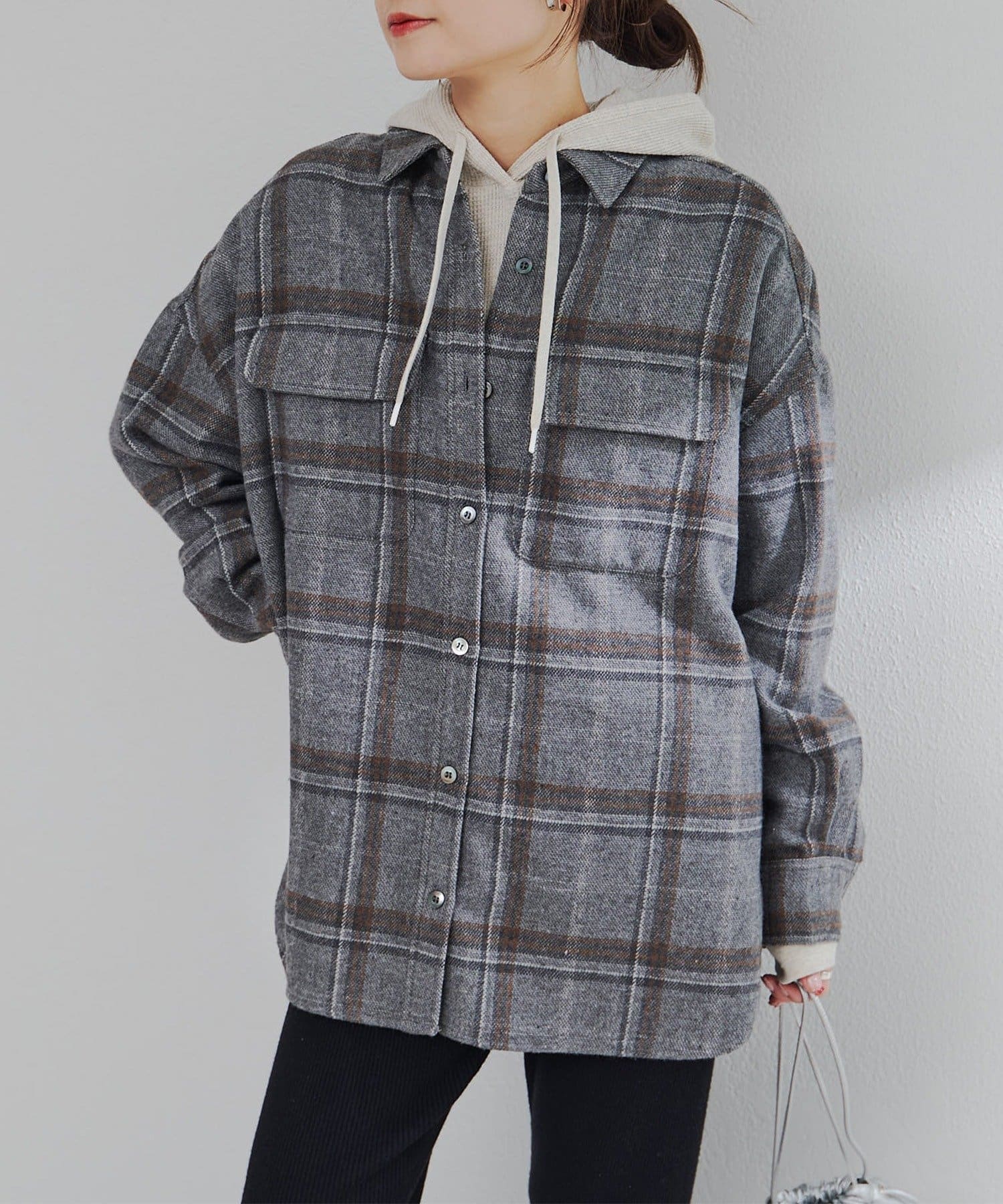 PUAL CE CIN(ピュアルセシン) 起毛チェックシャツ