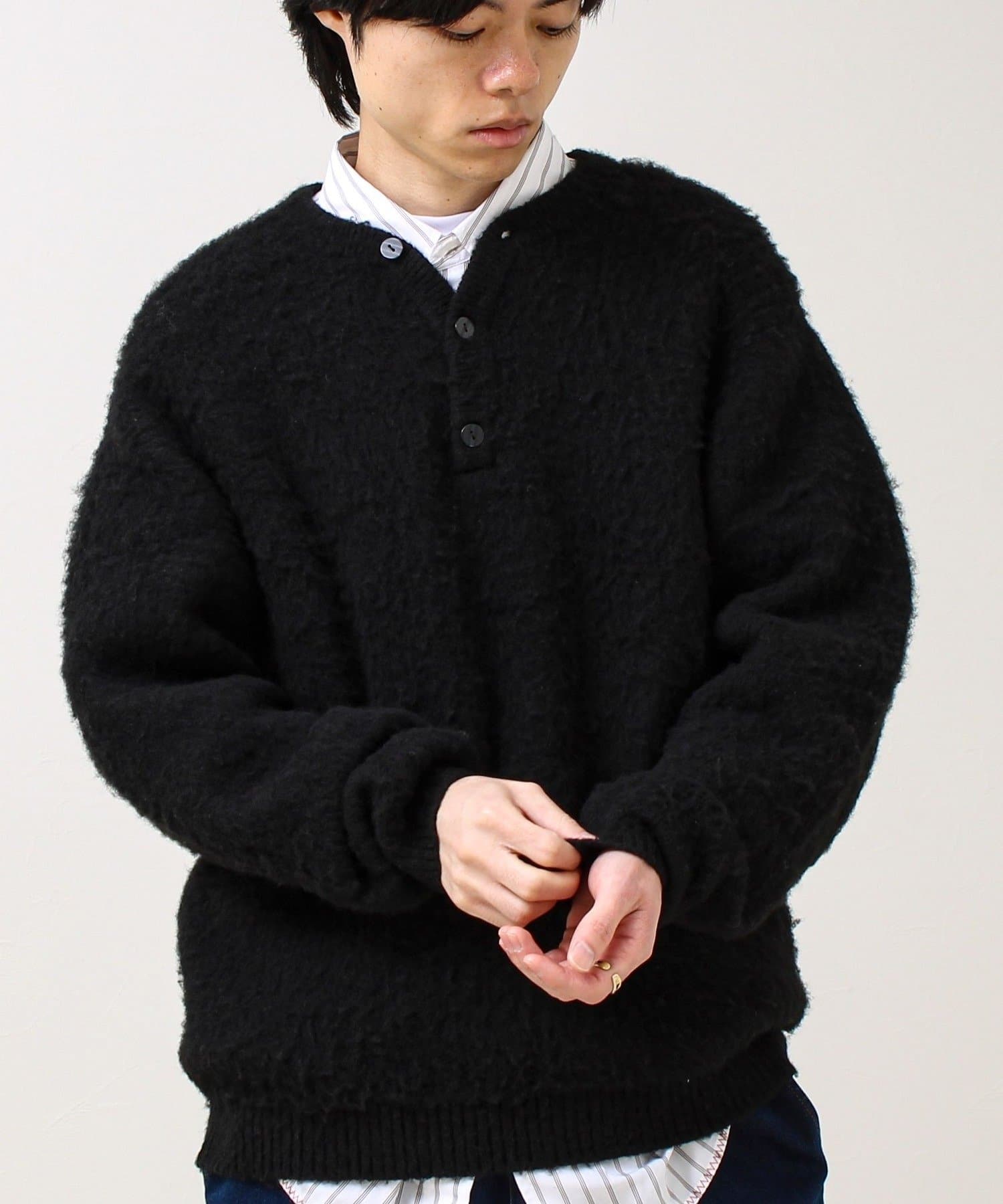 FREDY & GLOSTER(フレディ アンド グロスター) 【モヘアタッチ/ユニセックス対応】ヘンリーネックプルオーバーニット