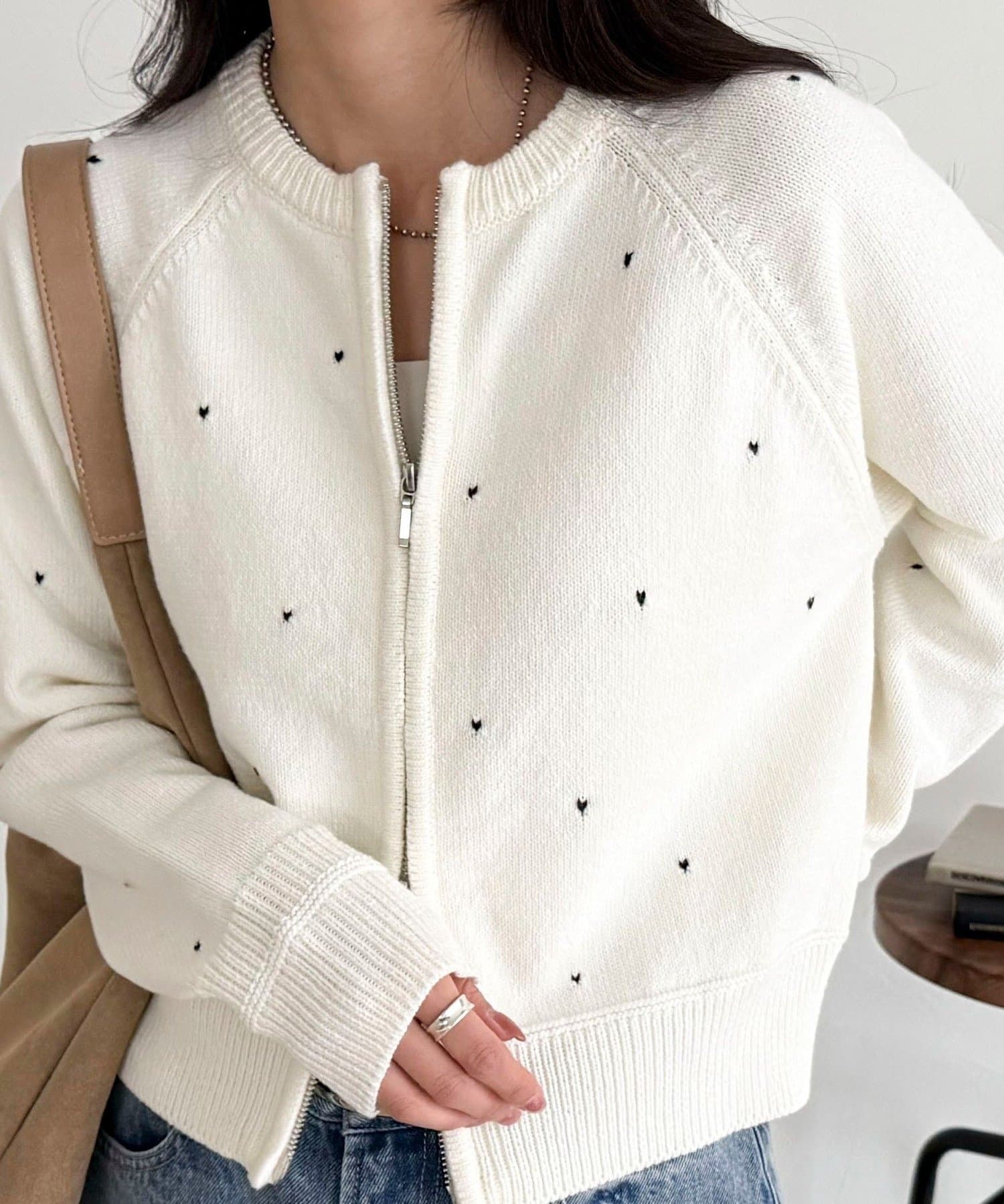 FREDY & GLOSTER(フレディ アンド グロスター) ハンド刺繍ハートZIPカーディガン