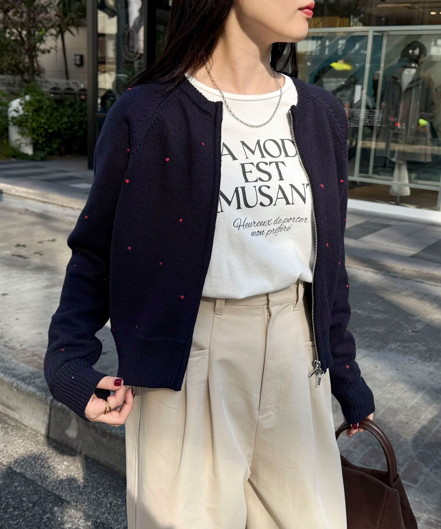 FREDY & GLOSTER(フレディ アンド グロスター) ハンド刺繍ハートZIPカーディガン