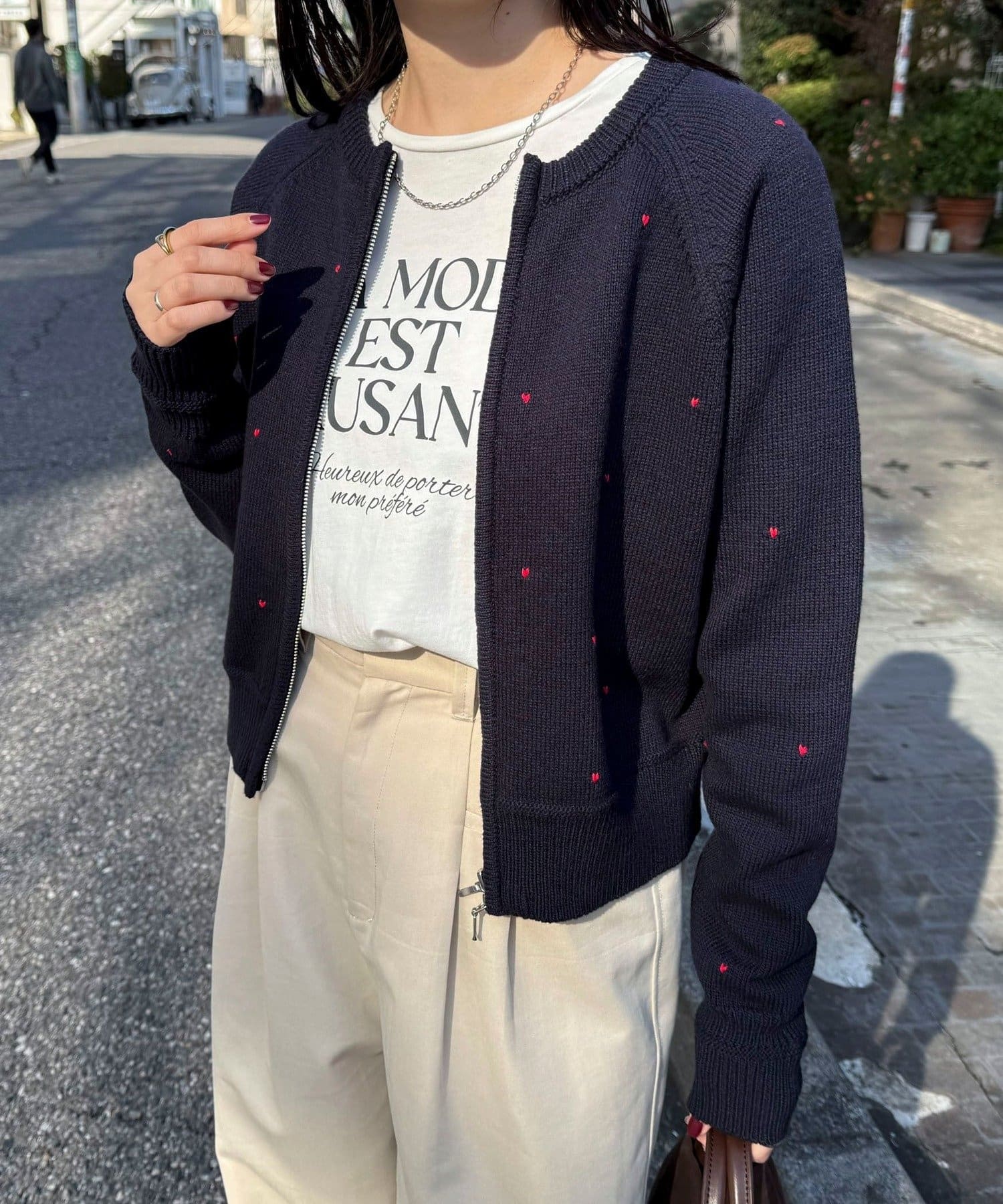 FREDY & GLOSTER(フレディ アンド グロスター) ハンド刺繍ハートZIPカーディガン