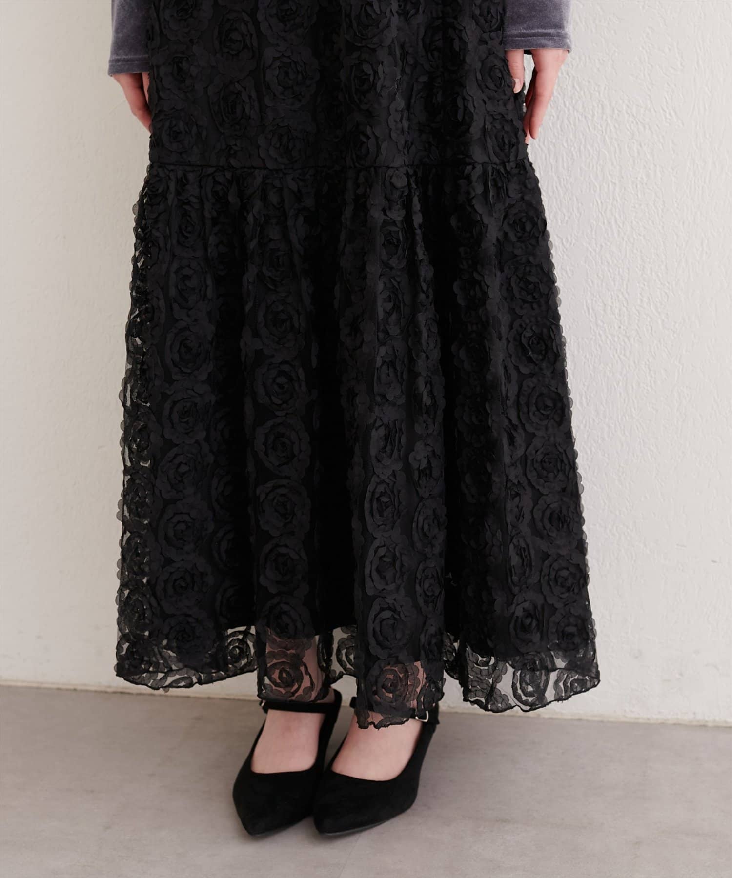 natural couture(ナチュラルクチュール) フラワーチュールボリュームスカート