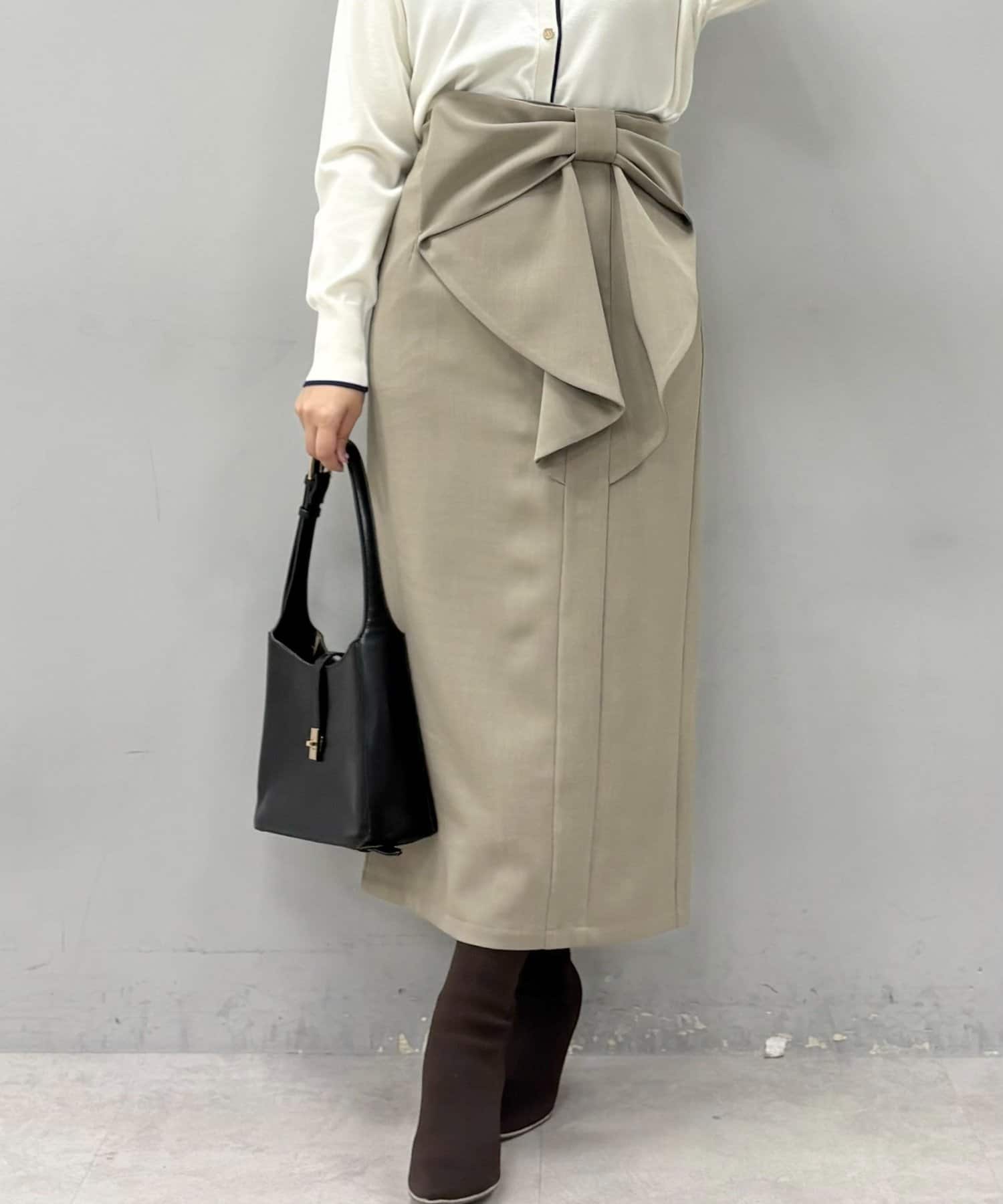 natural couture(ナチュラルクチュール) リボン付きナロースカート