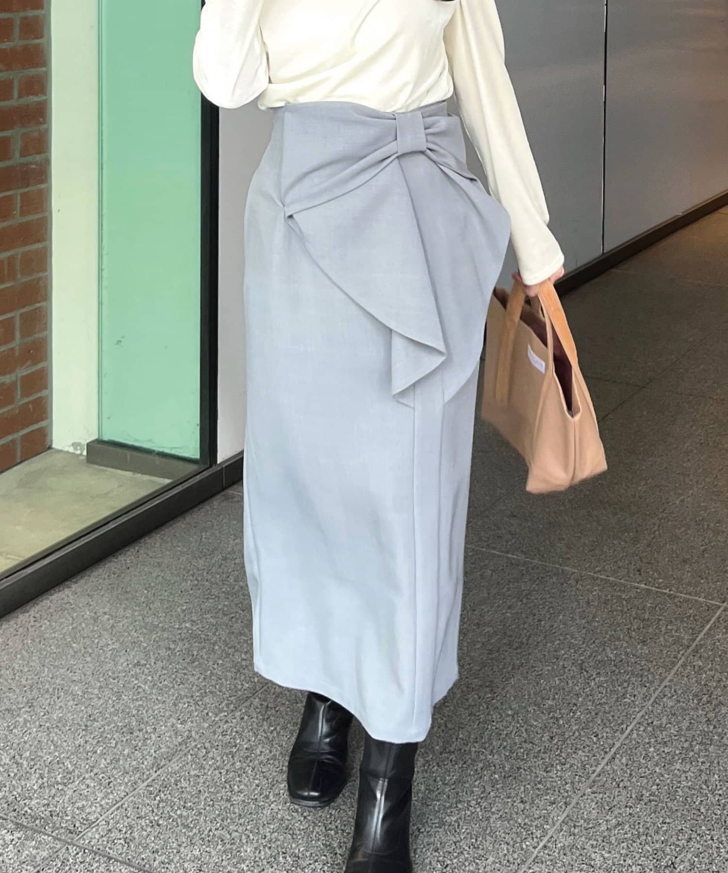 natural couture(ナチュラルクチュール) リボン付きナロースカート