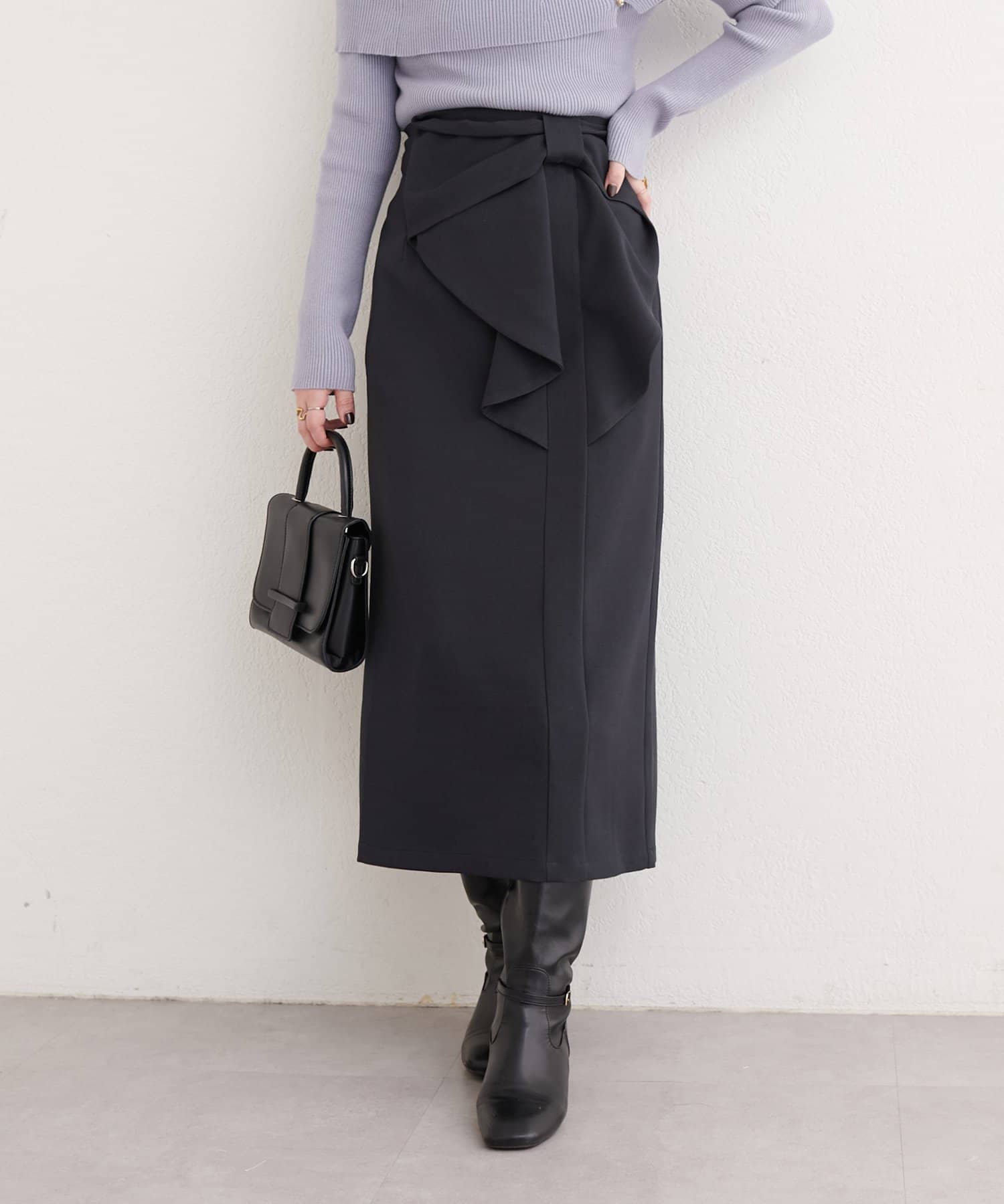 natural couture(ナチュラルクチュール) リボン付きナロースカート