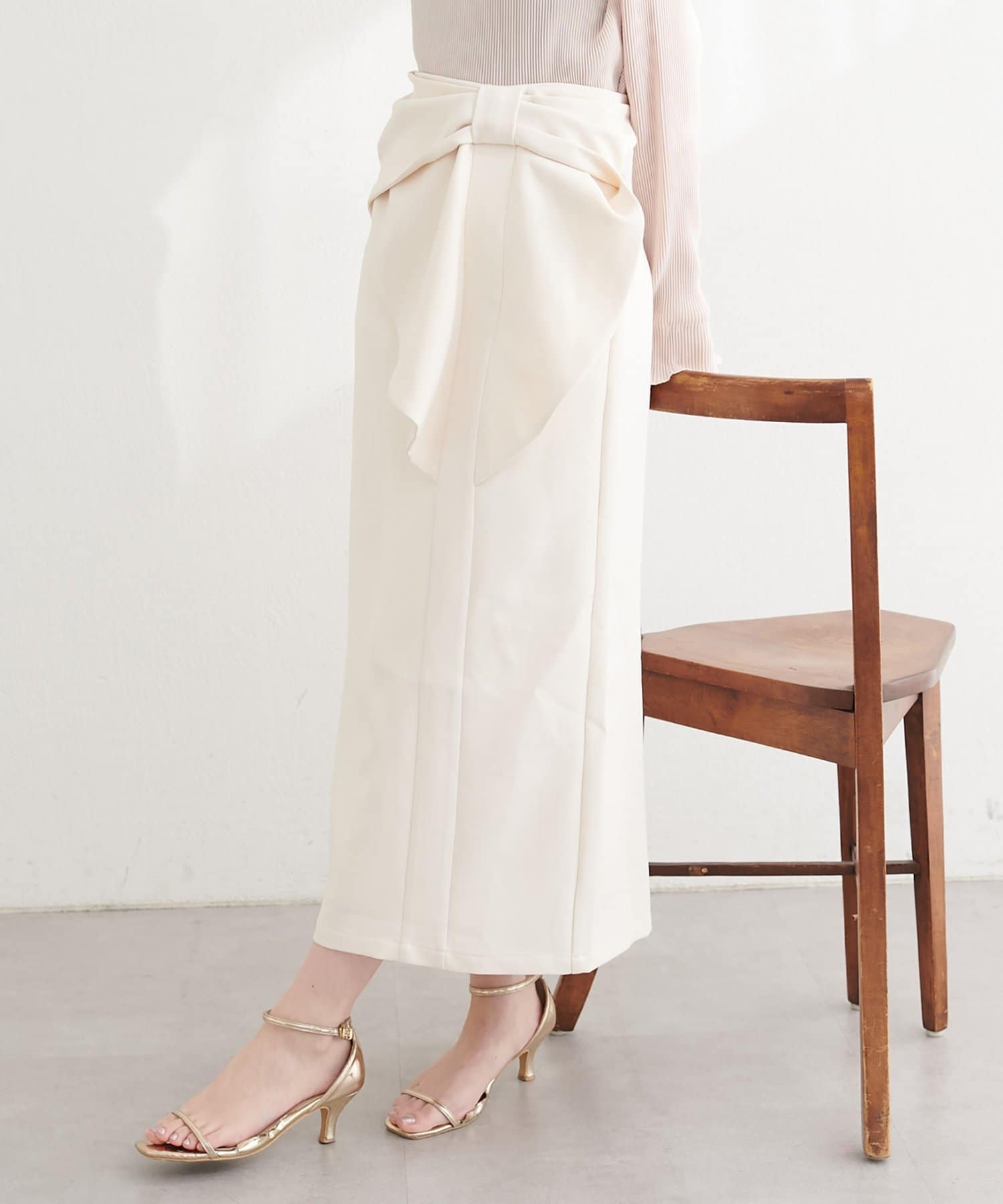 natural couture(ナチュラルクチュール) リボン付きナロースカート